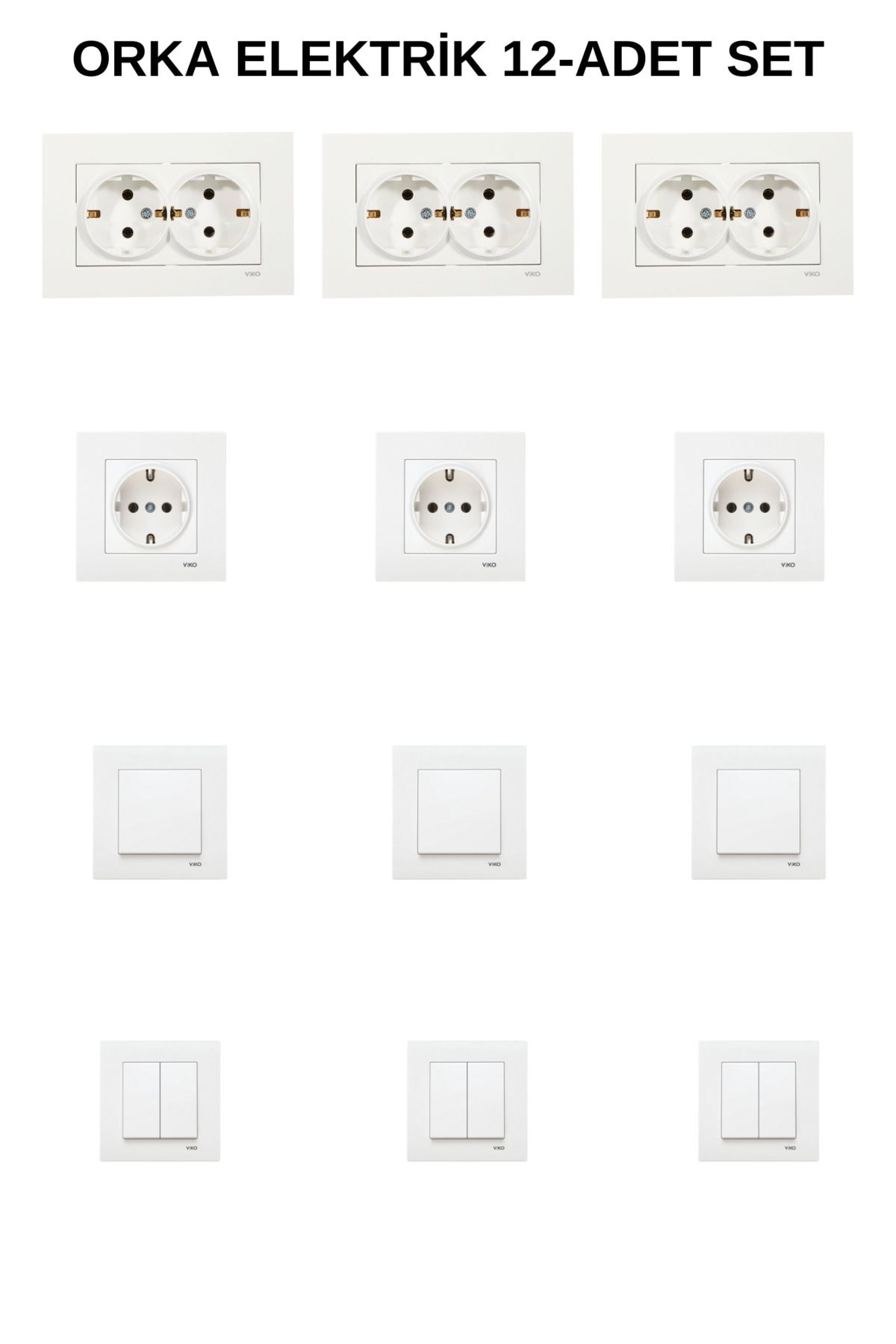VİKO-Karre White 3-Piece 2-Piece مقبس 3-Piece مقبس مؤرض 3-Piece مفتاح 3-Piece إطار العاكس متضمن 1