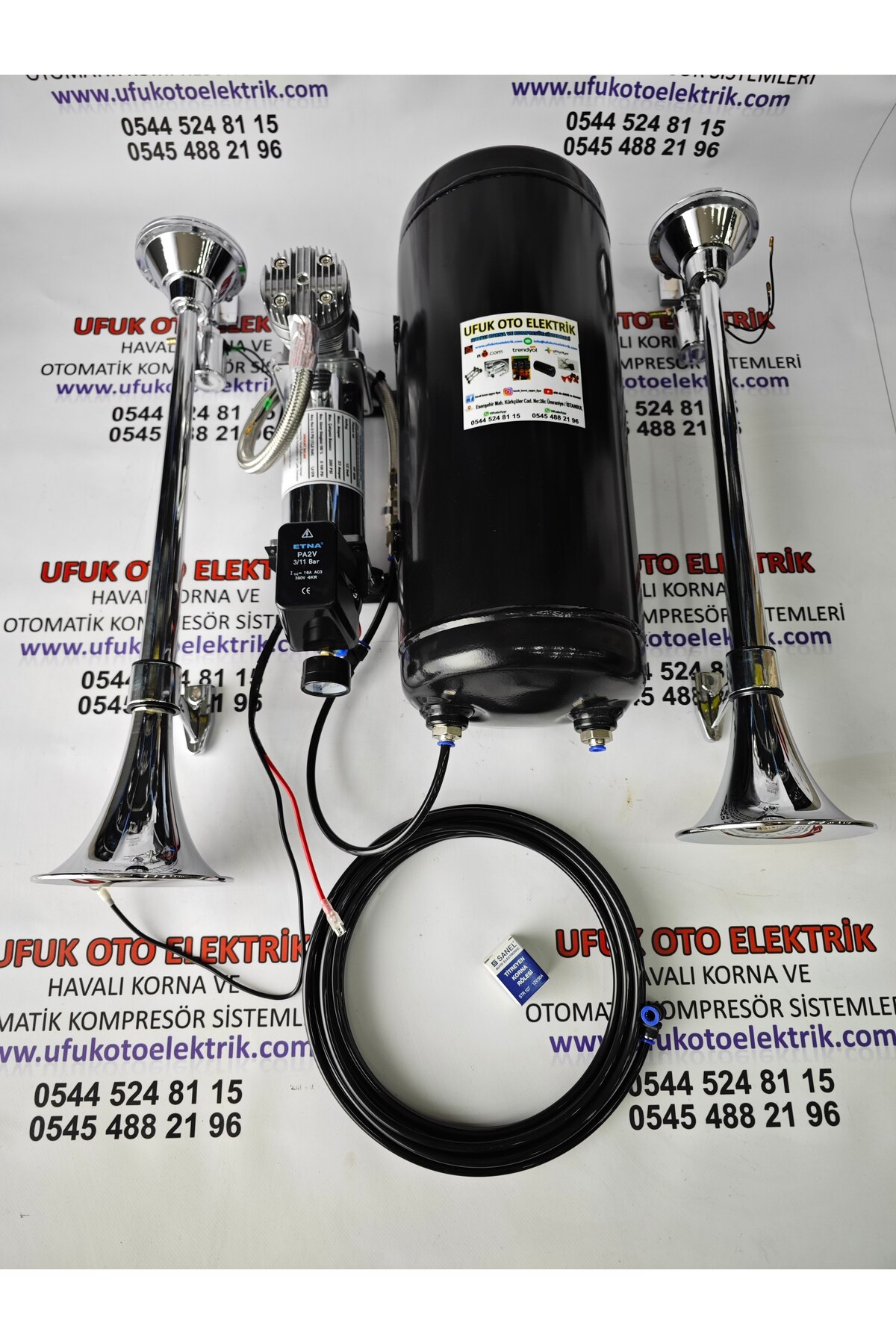 AEM Otomatik Kompresörlü Ciftli Tepe Marin Korna Seti 15 Lt