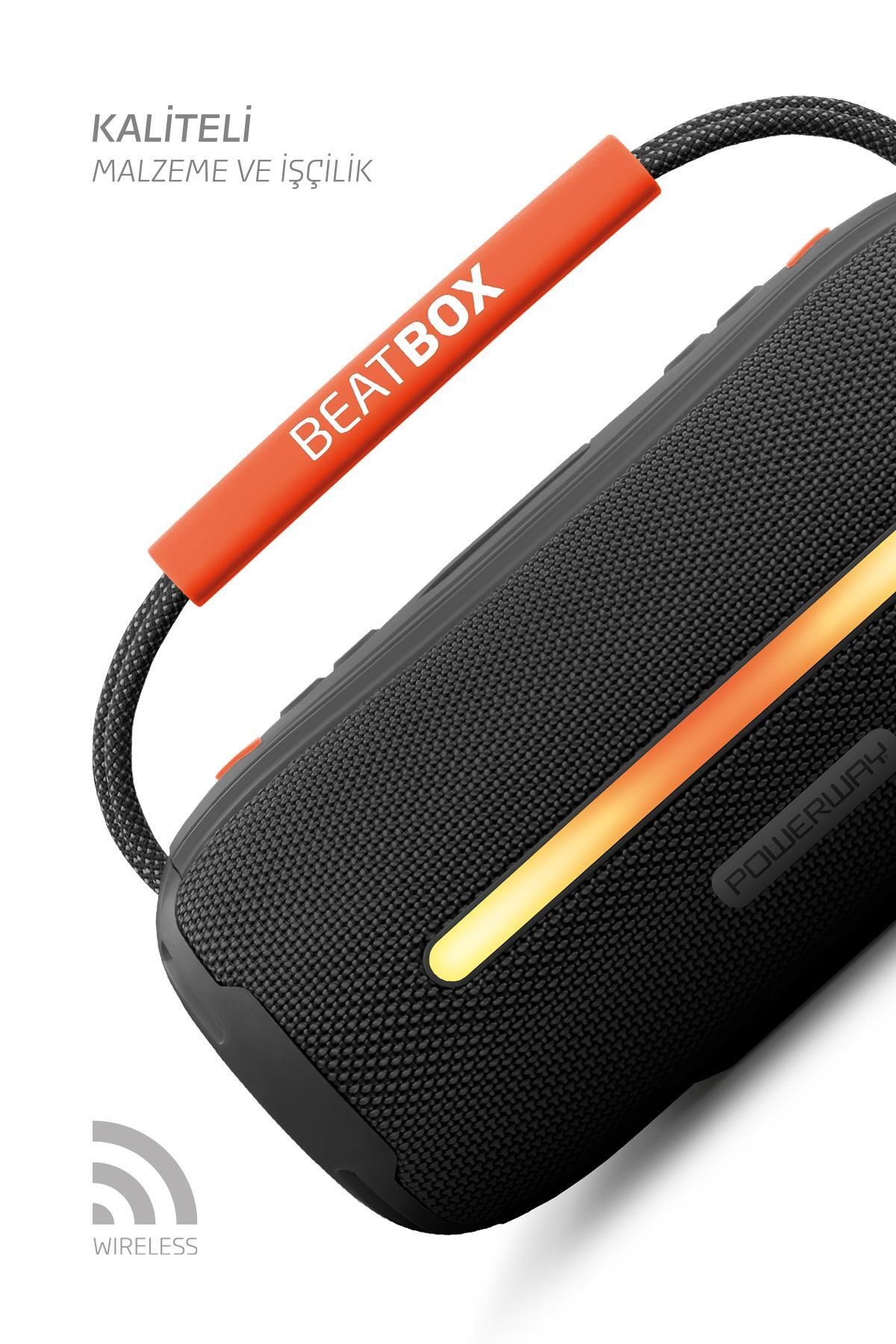 Beatbox Siyah Led Işıklı Dayanıklı Ses Bombası Usb Sd Aux Fm Radyo Bluetooth Hoparlör