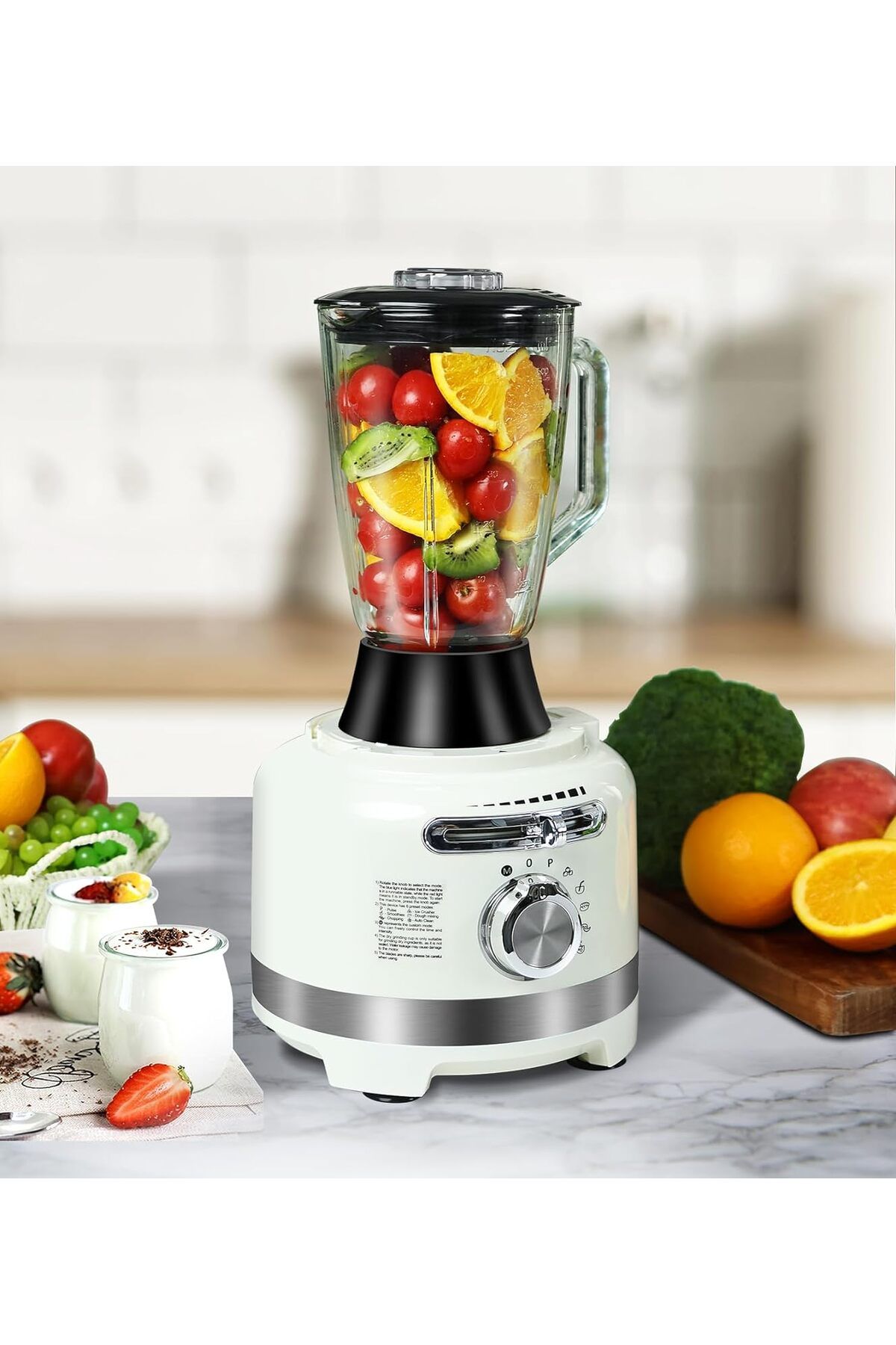 Homtone-1000W Power 10-Function Food Processor, 1.5L Glass Mixer and 3 L Capacity Bowl 7