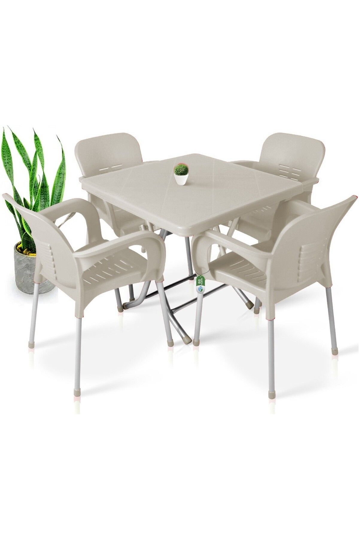 80x80 Metal Ayaklı Bahçe Balkon Masa Takımı