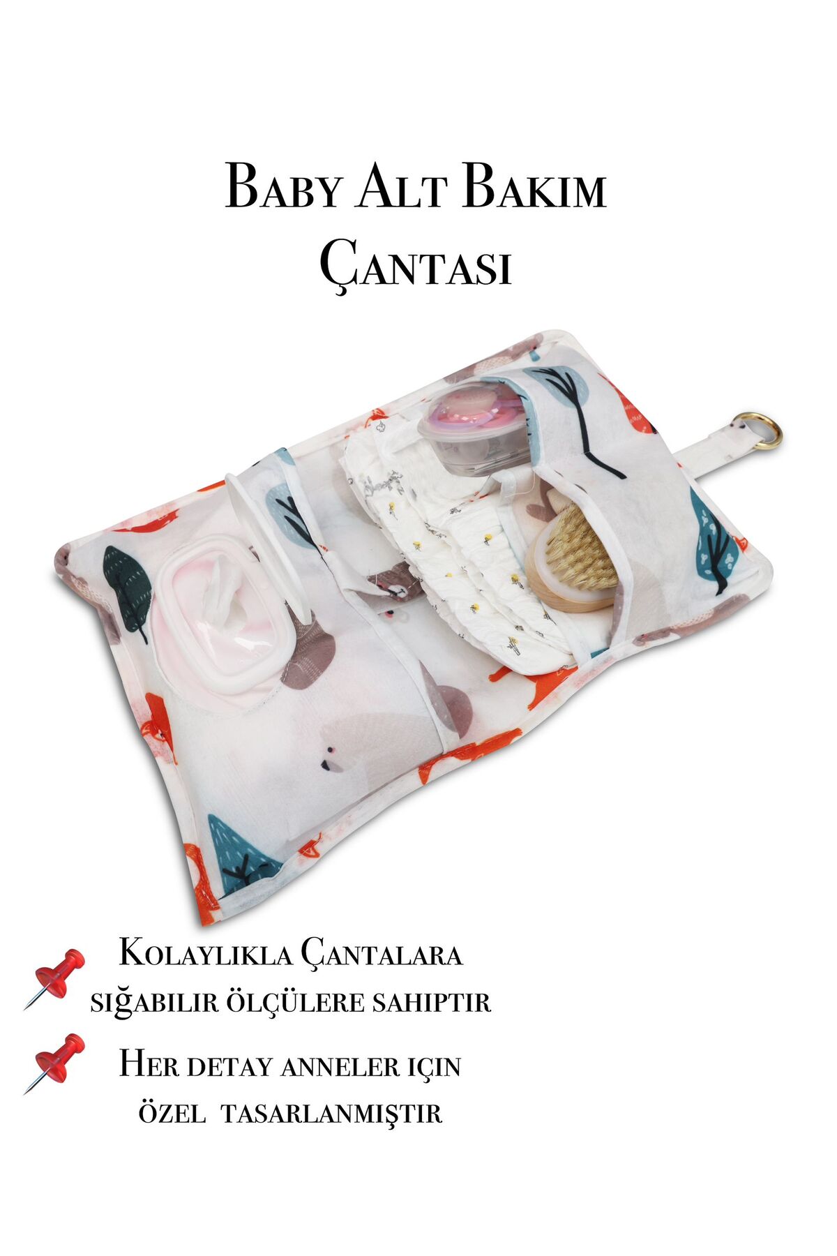 MorBebe Bebek Alt Açma Bakım Çantası Çok Gözlü Islak Mendil Bez Düzenleme Organizeri