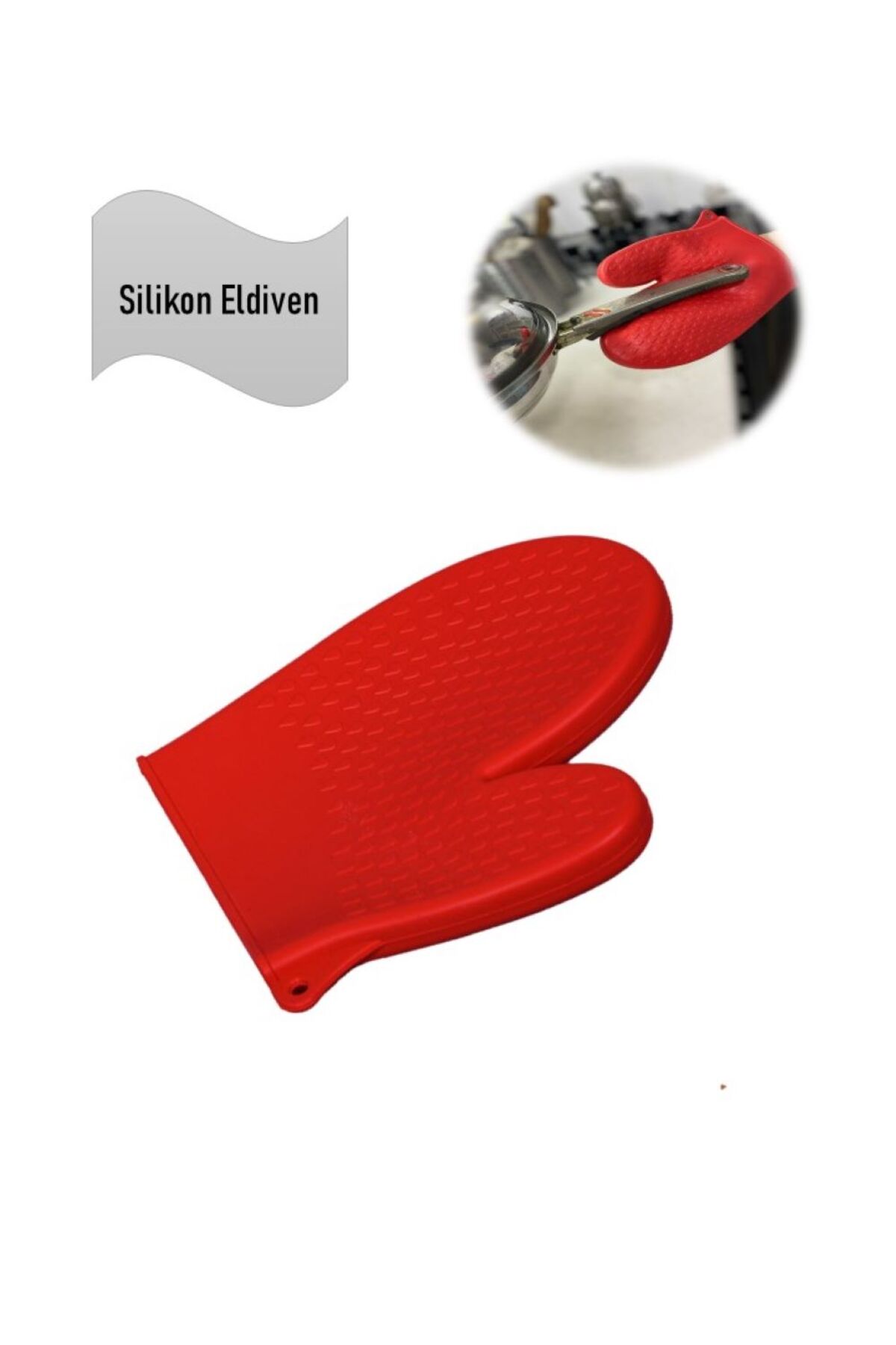 HOLLYHOME Silikon Eldiven, Yanmaz Fırın, Tencere Tutacak, Damla Desenli, 1 Adet Kırmızı