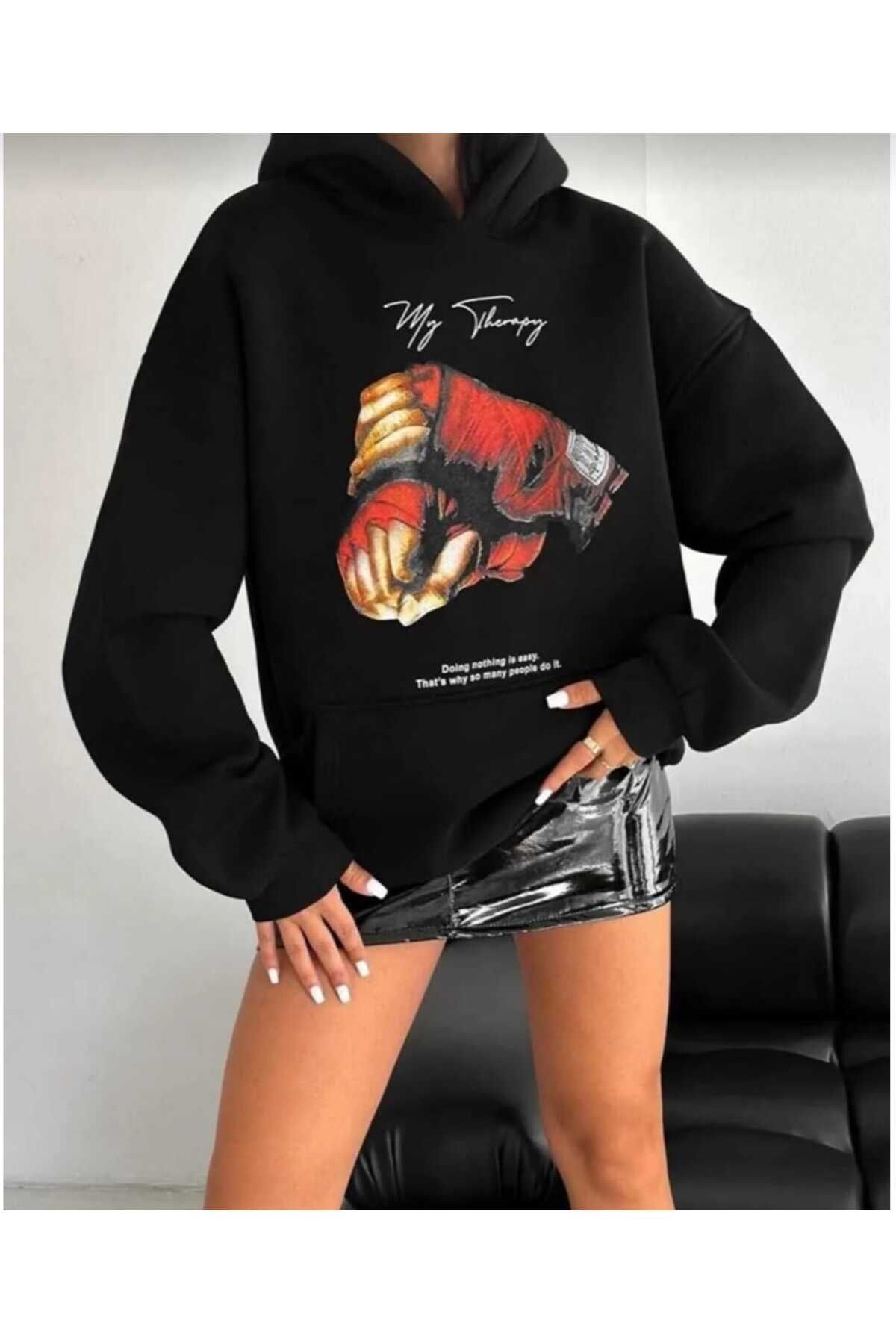 PERISENSE Hanorac Cu Glugă Unisex Cu Imprimeu Antidepresiv Unisex - L