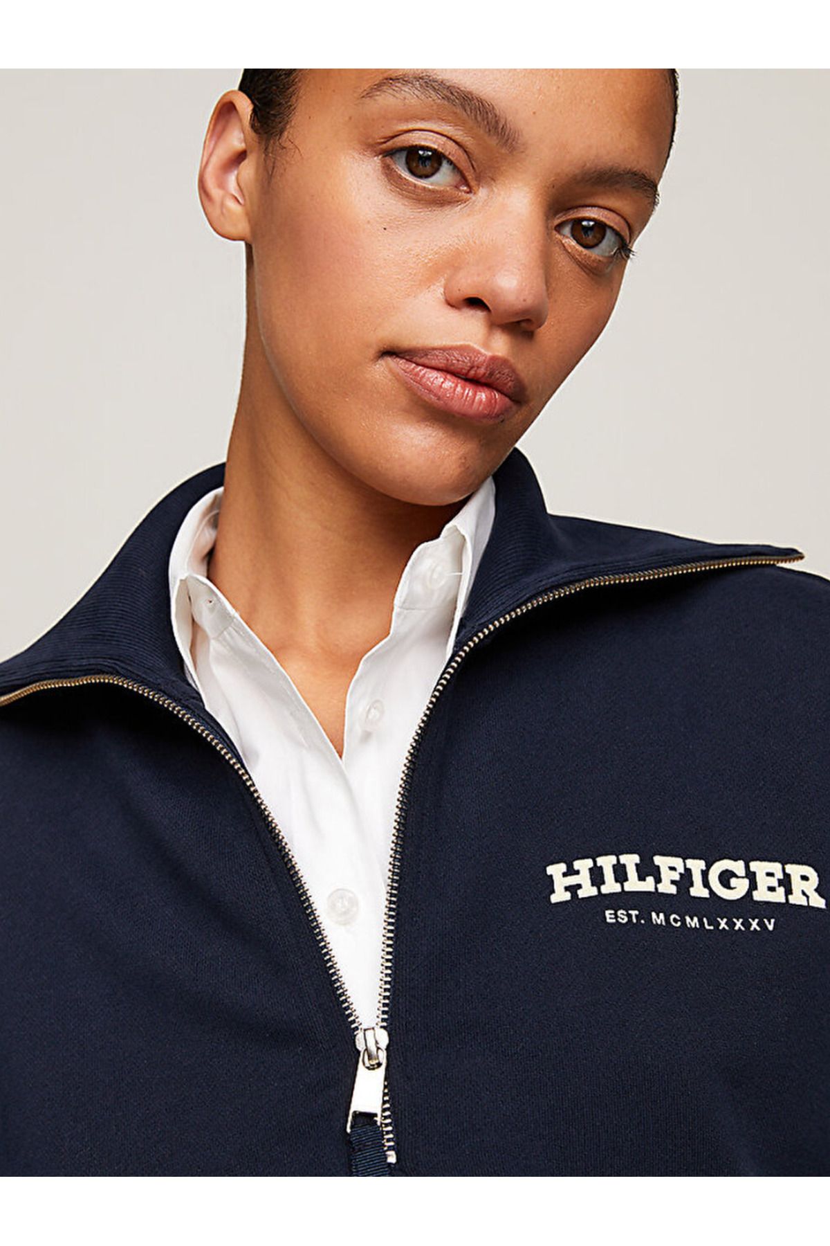 Tommy Hilfiger Hilfiger Monotype Flock Logo Half Zip Sweatshirt Fiyat Yorumlar Trendyol