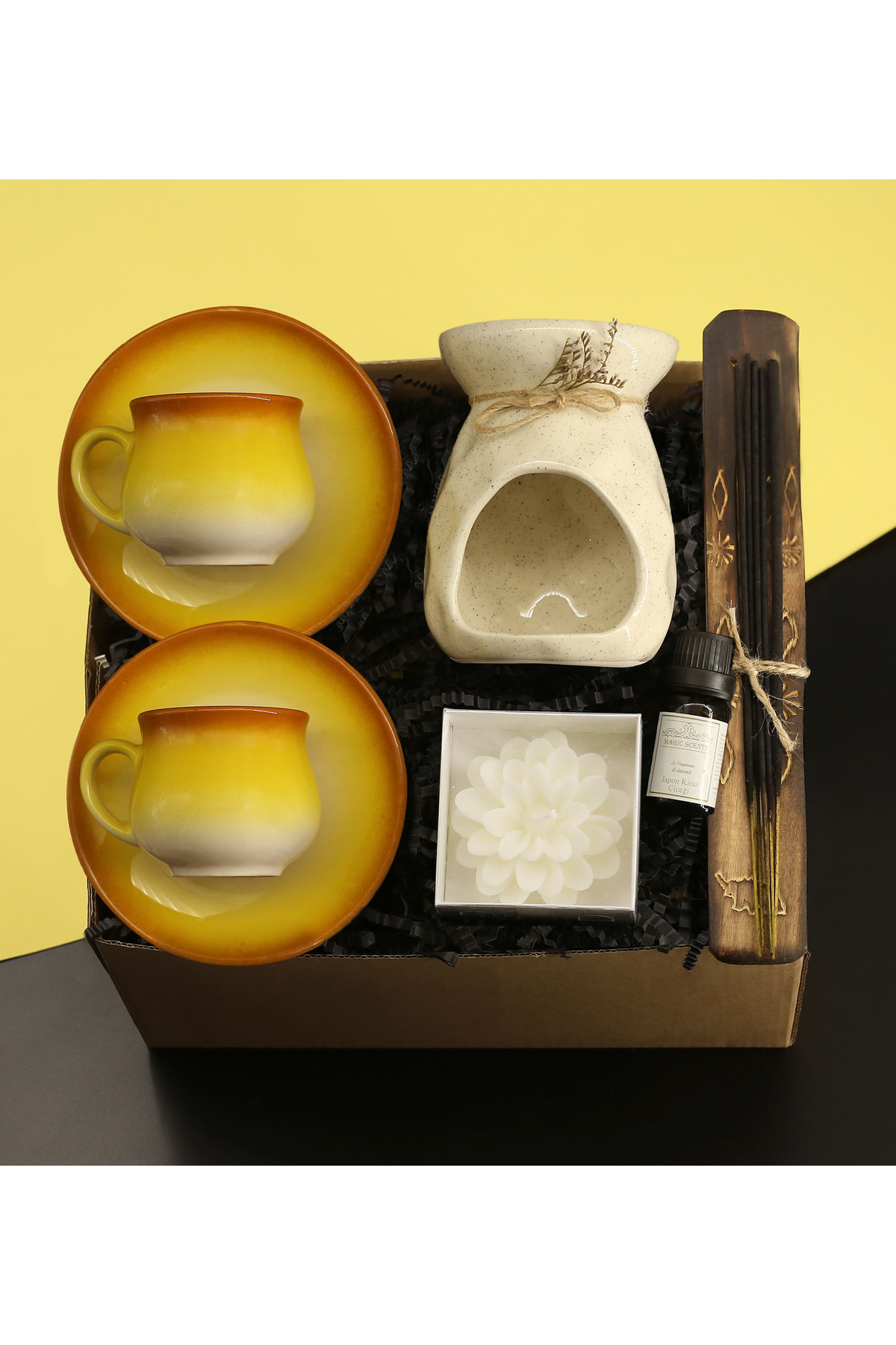 2-piece Vintage Cup & Censer & Censer Scent & Candle & Incense Plate & Incense Gift Set