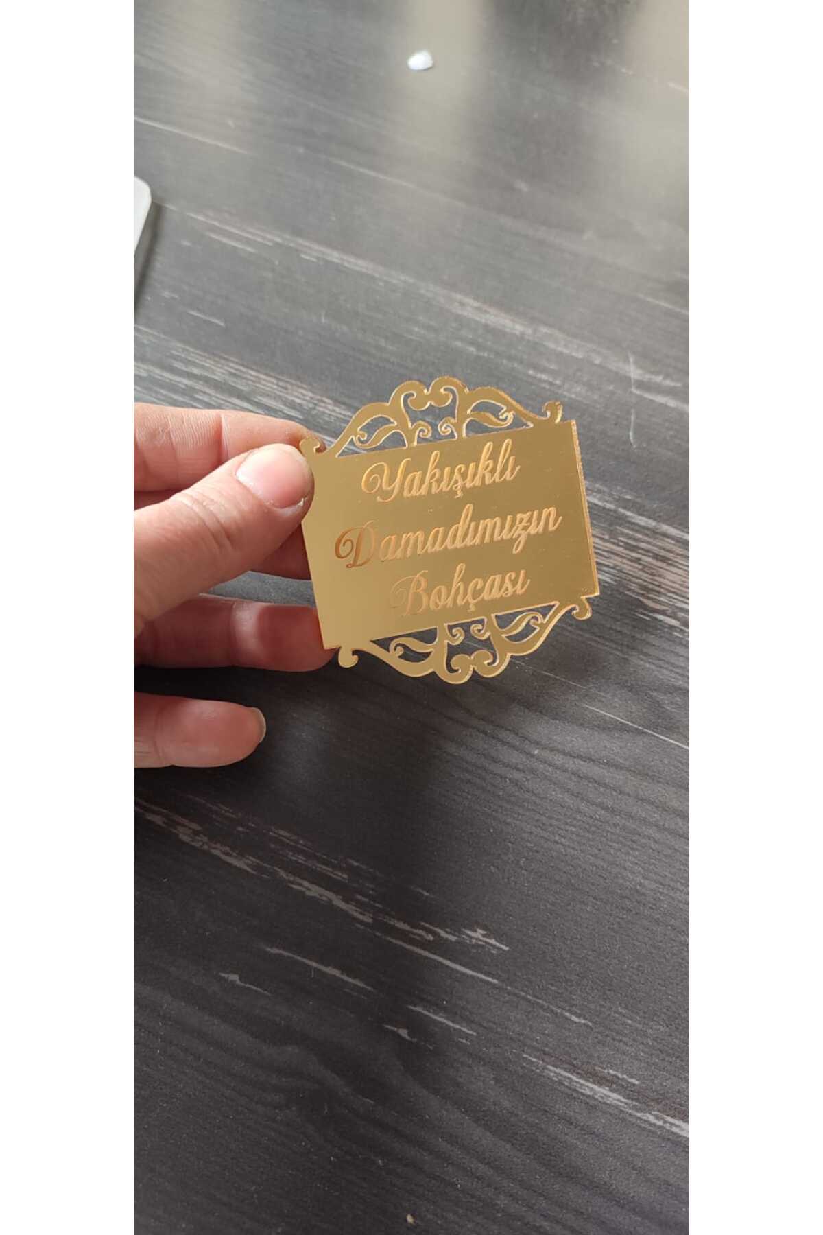 hoby shop Pleksi Yakışıklı Damat Bohçası Yazısı Gold(1 Adet)