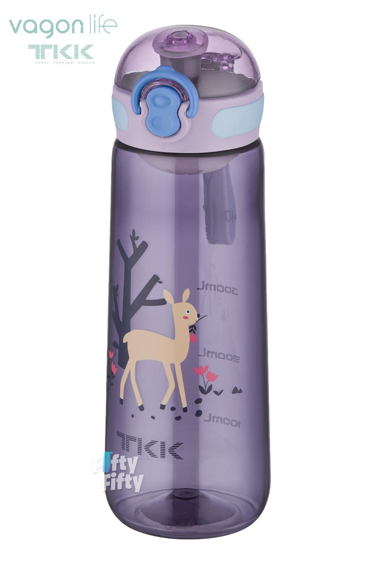 قمقمه کمپ بنفش TKK 550 میل نوشیدنی راحت بدون پیپ بند حمل و نقل BPA Tritan Cat FFTKK1005 550ml Vagonlife