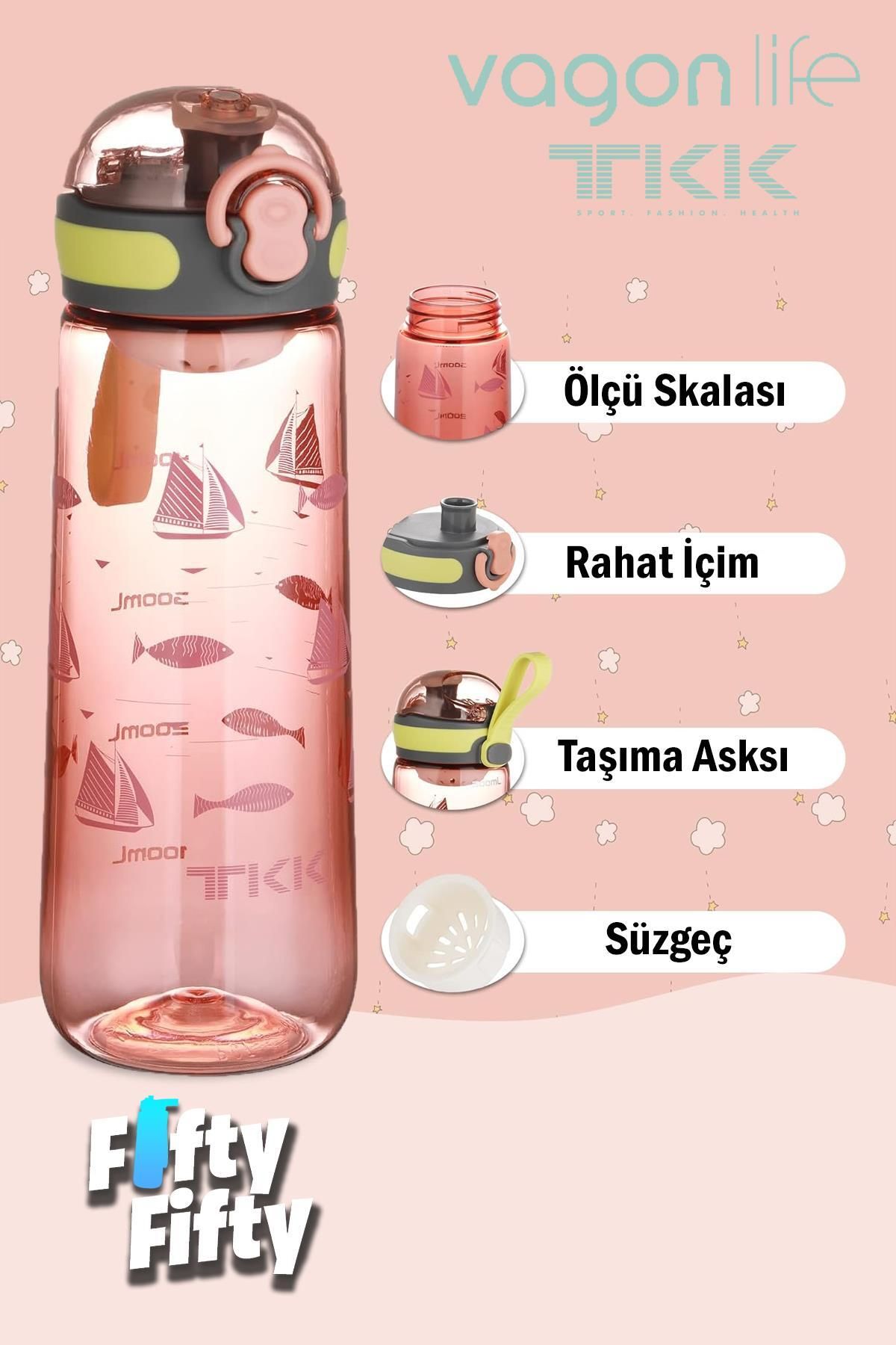 قمقمه کمپ نارنجی TKK 550 میل نوشیدنی راحت بدون پیپ بند حمل و نقل BPA Tritan Cat FFTKK1005 550ml Vagonlife