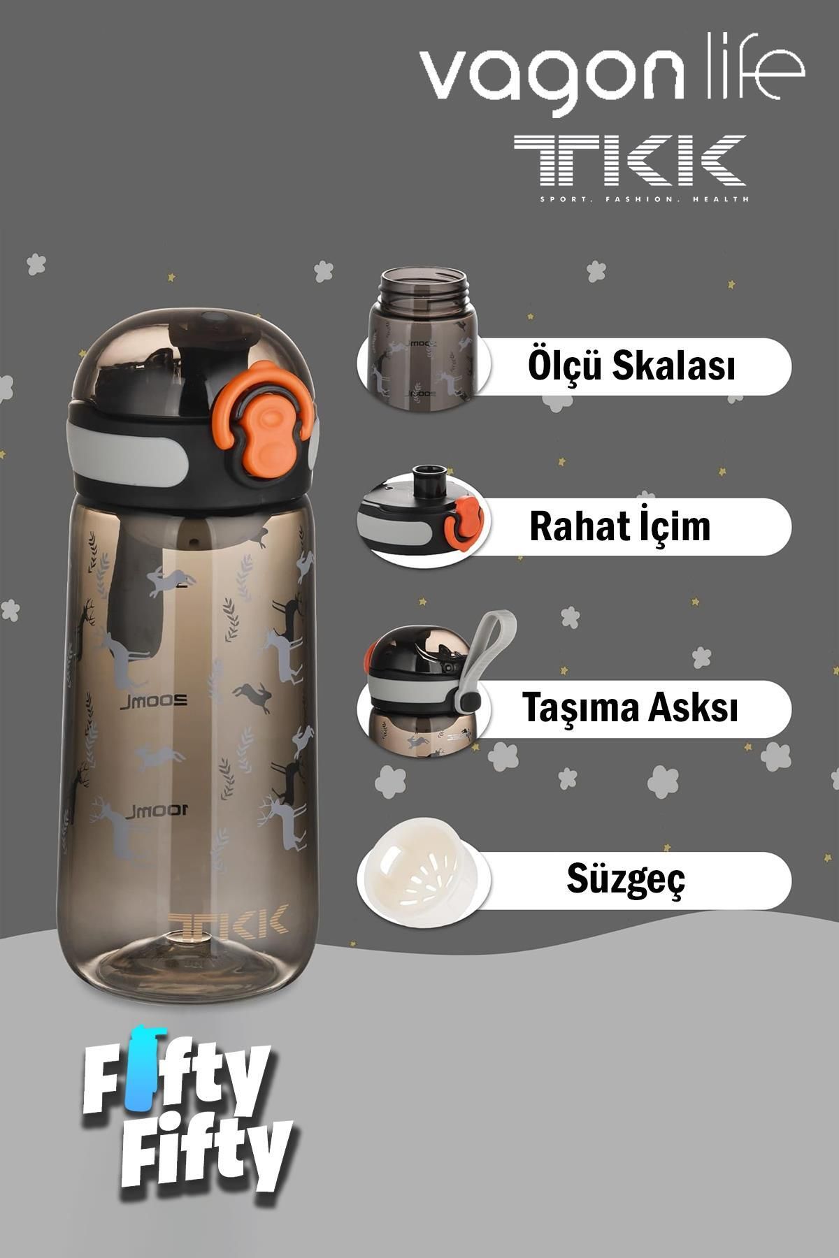 Vagonlife-TKK 400 ML Comfortable Drinking (Without Straw) Bpa Free Tritan Water Bottle with Carrying Strap FFTKK1005-400ML 3