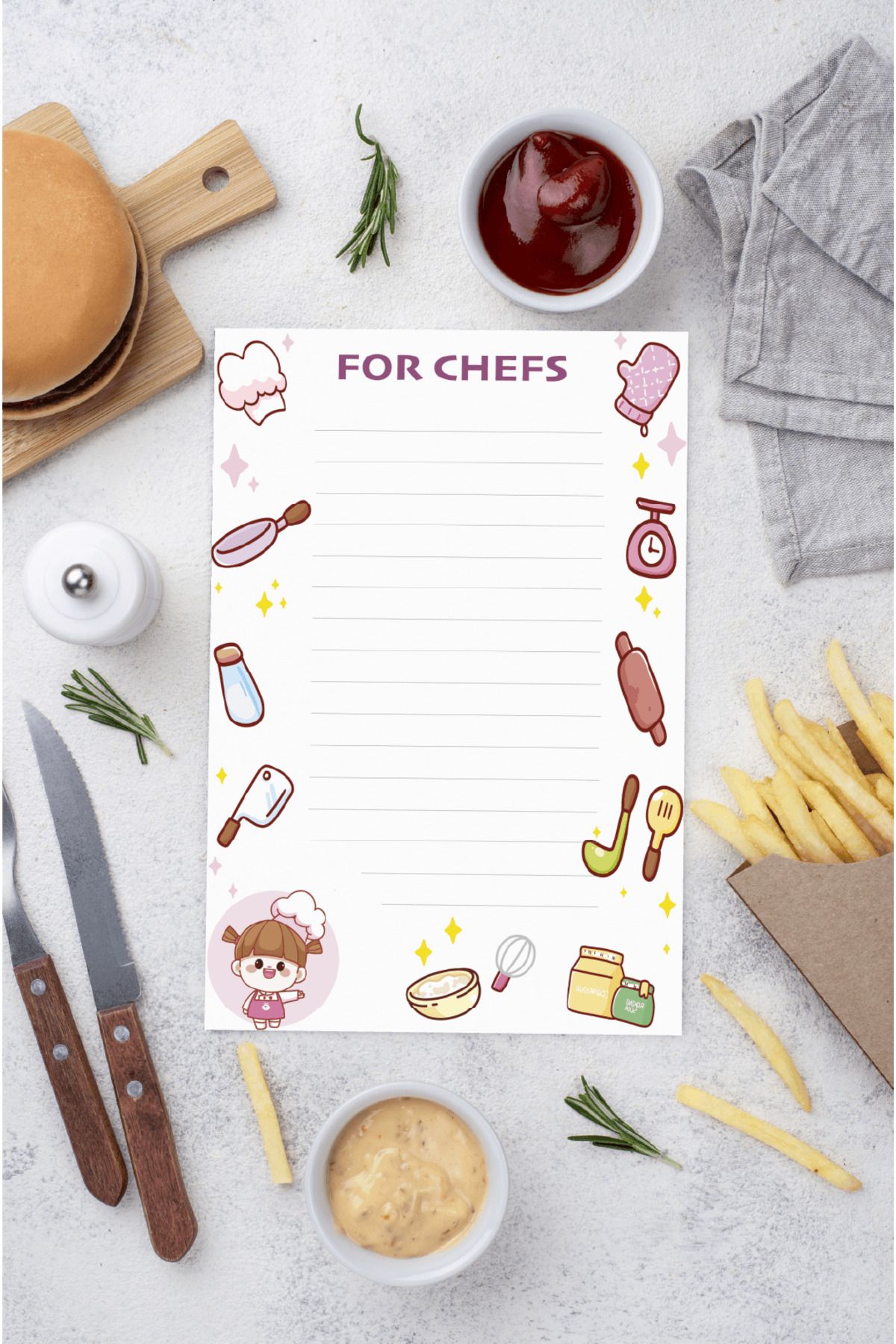 BULUT DİJİTAL-Set of 3/to Do List /for Chefs/ To Do List 3