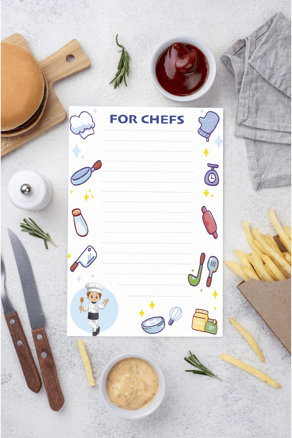 BULUT DİJİTAL-Set of 3/to Do List/ For Chefs/ 50 Sheets 3
