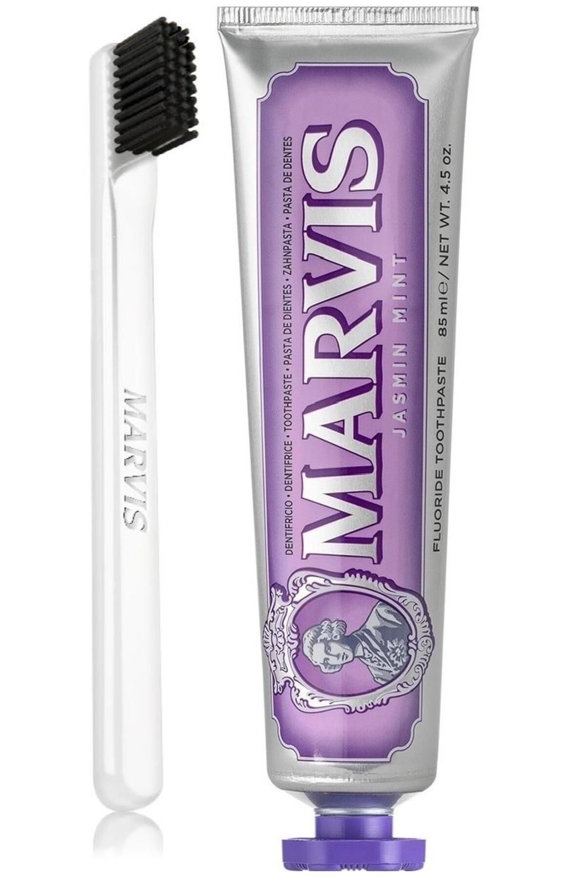 خمیردندان یاس نعناع 85 میل + مسواک نرم سفید 2 مجموعه مراقبت ماوریس Marvis