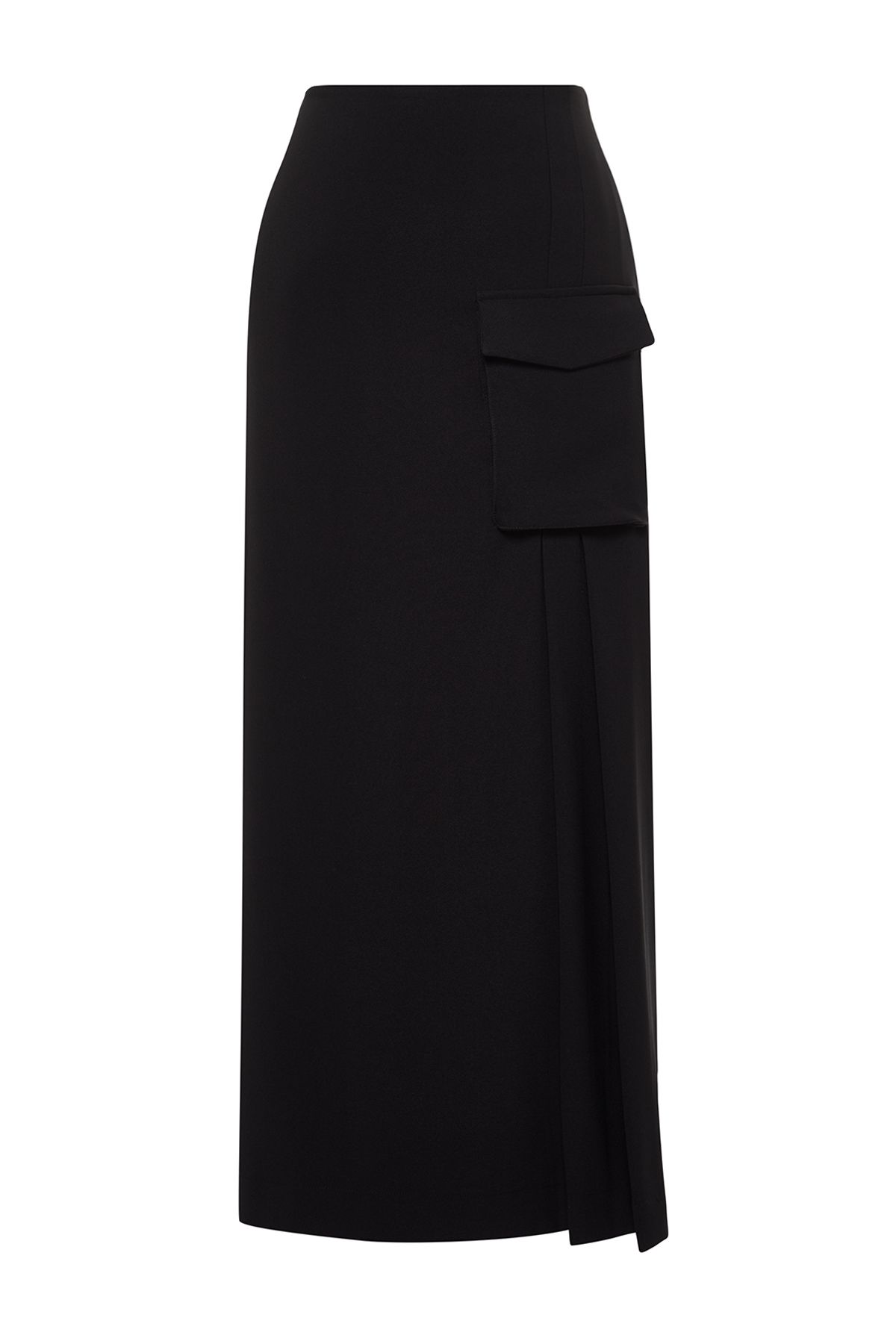 Trendyol Modest-Fustă creion lungă din țesătură neagră TCTSS24EE00000 7