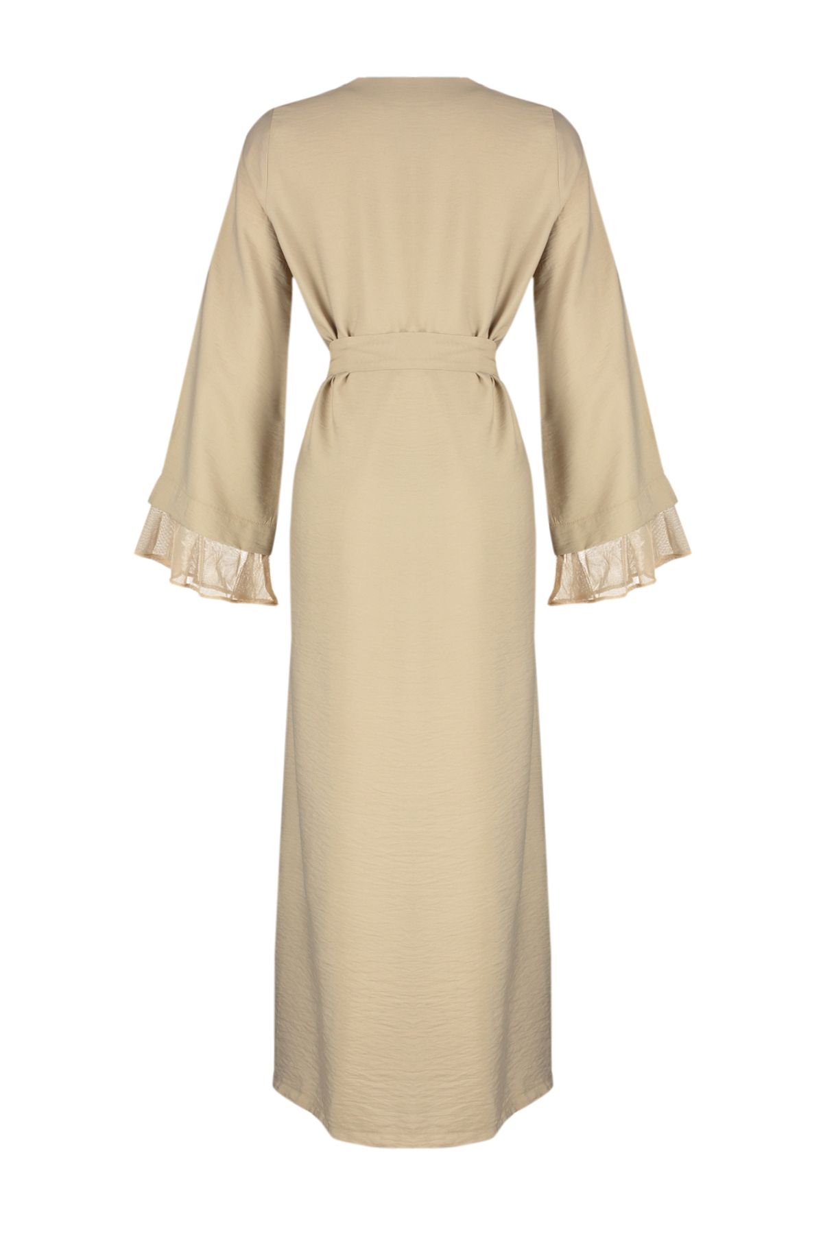 Trendyol Modest-Gewebte Kappe mit Gürtel und Tülldetail in Nerzfarbe, Ferace und Abaya TCTSS24KF00010 8