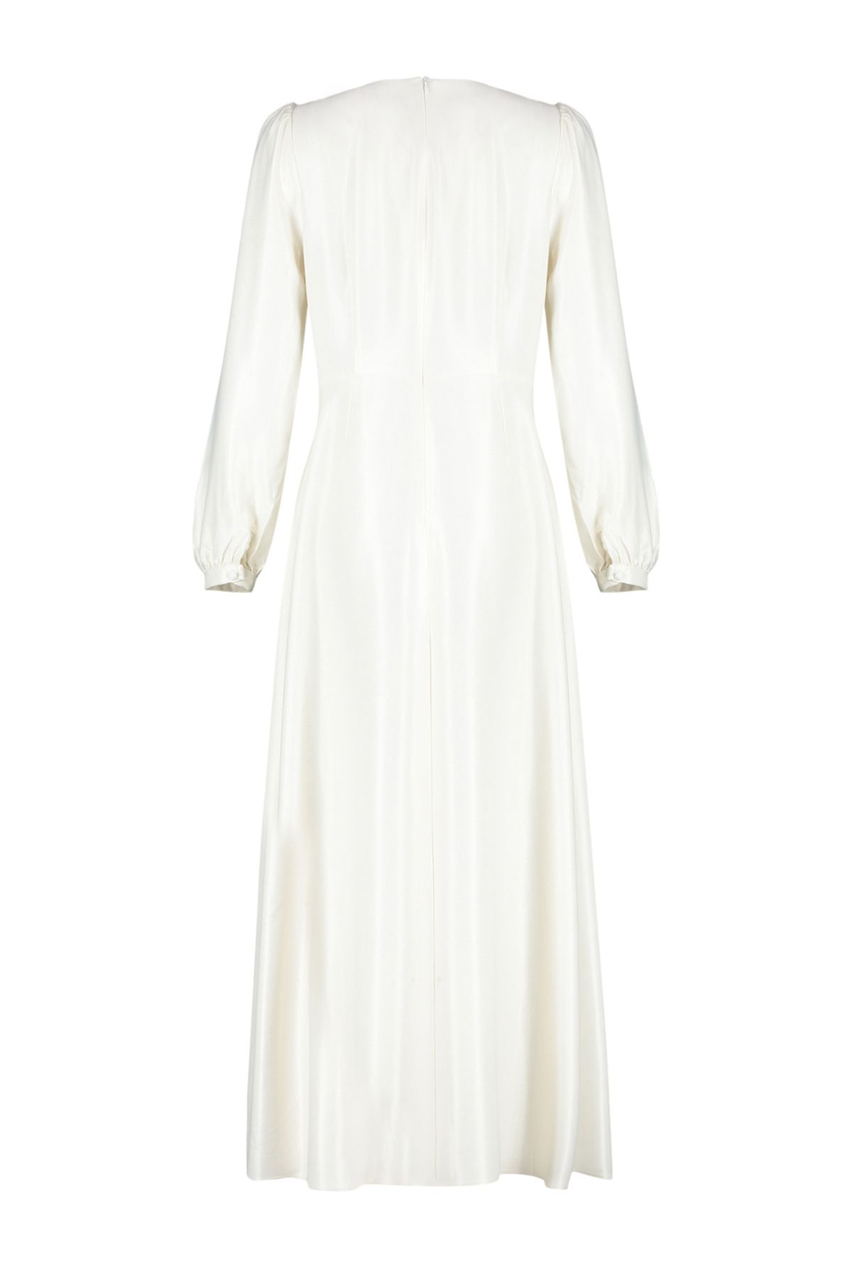 Trendyol Modest-Ecru Zweireihig Detailliert Langes Abendkleid für Hochzeit/besondere Anlässe TCTAW22EB0105 8