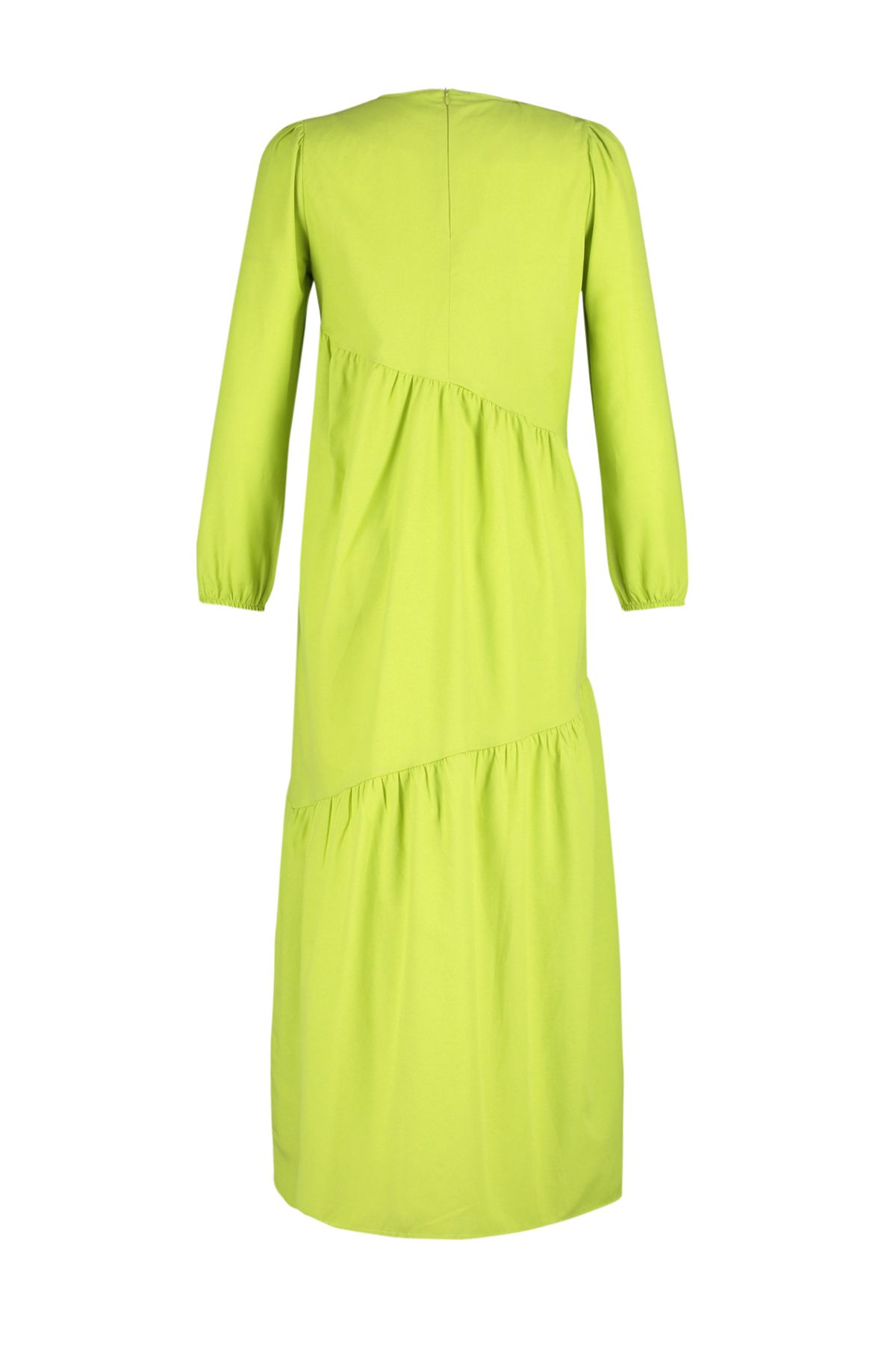 Trendyol Modest-فستان منسوج من القطن ذو قصة واسعة باللون الأخضر الزيتي TCTSS21EL3470 8