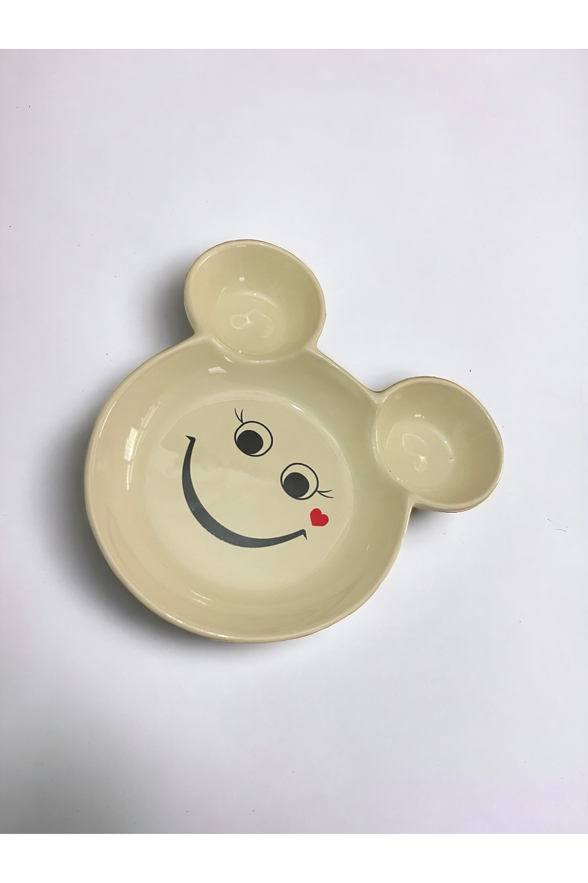 Artistic Quality Eğlenceli Çocuk Gülen Yüz Emojili Mama, Yemek, Kahvaltı Ve Pasta Tabağı 1 Adet Krem fotoğrafı 4 (önizleme)
