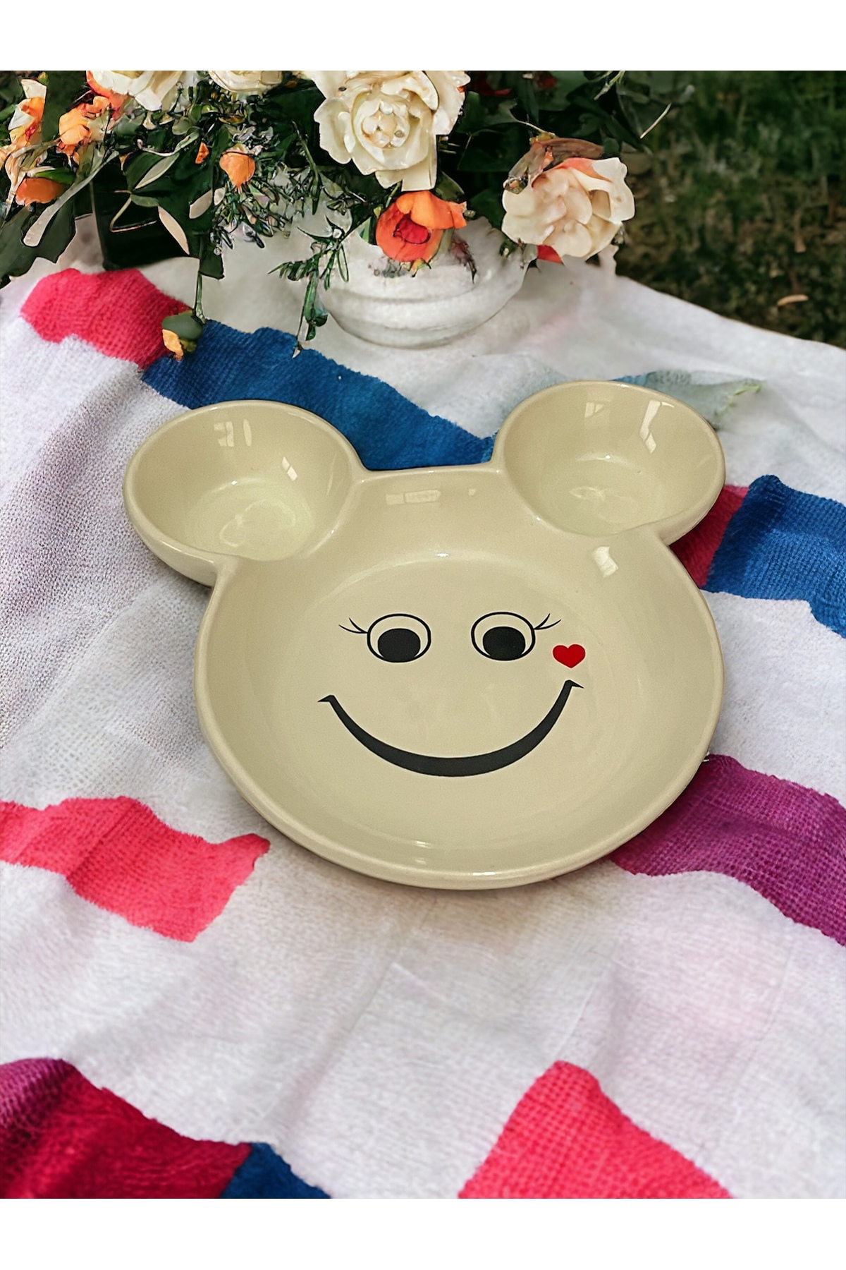 Artistic Quality Eğlenceli Çocuk Gülen Yüz Emojili Mama, Yemek, Kahvaltı Ve Pasta Tabağı 1 Adet Krem fotoğrafı 3 (önizleme)