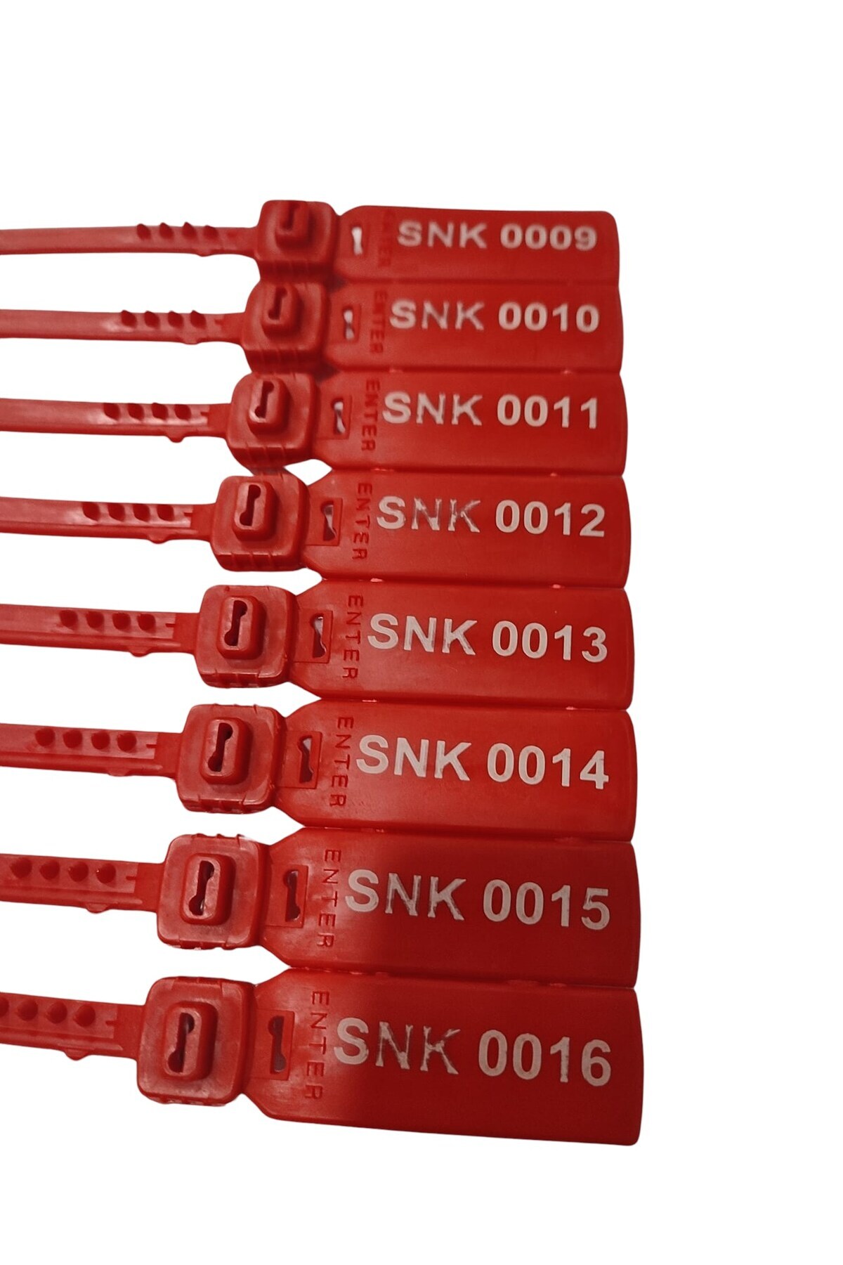 SenkronGroup SenkronSeals  Metal Klipsli Plastik Kayış Mühür Kırmızı Sıra Numaralı- 360mm / 100 ADET