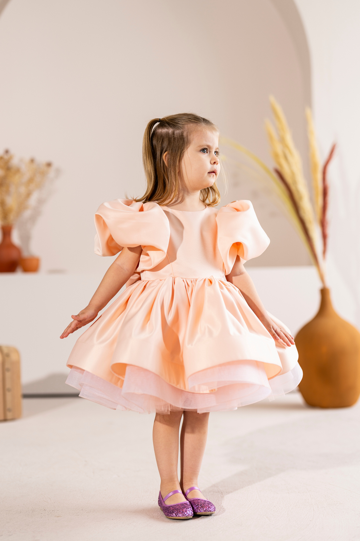 salmon fluffy ballerina dress - daisy