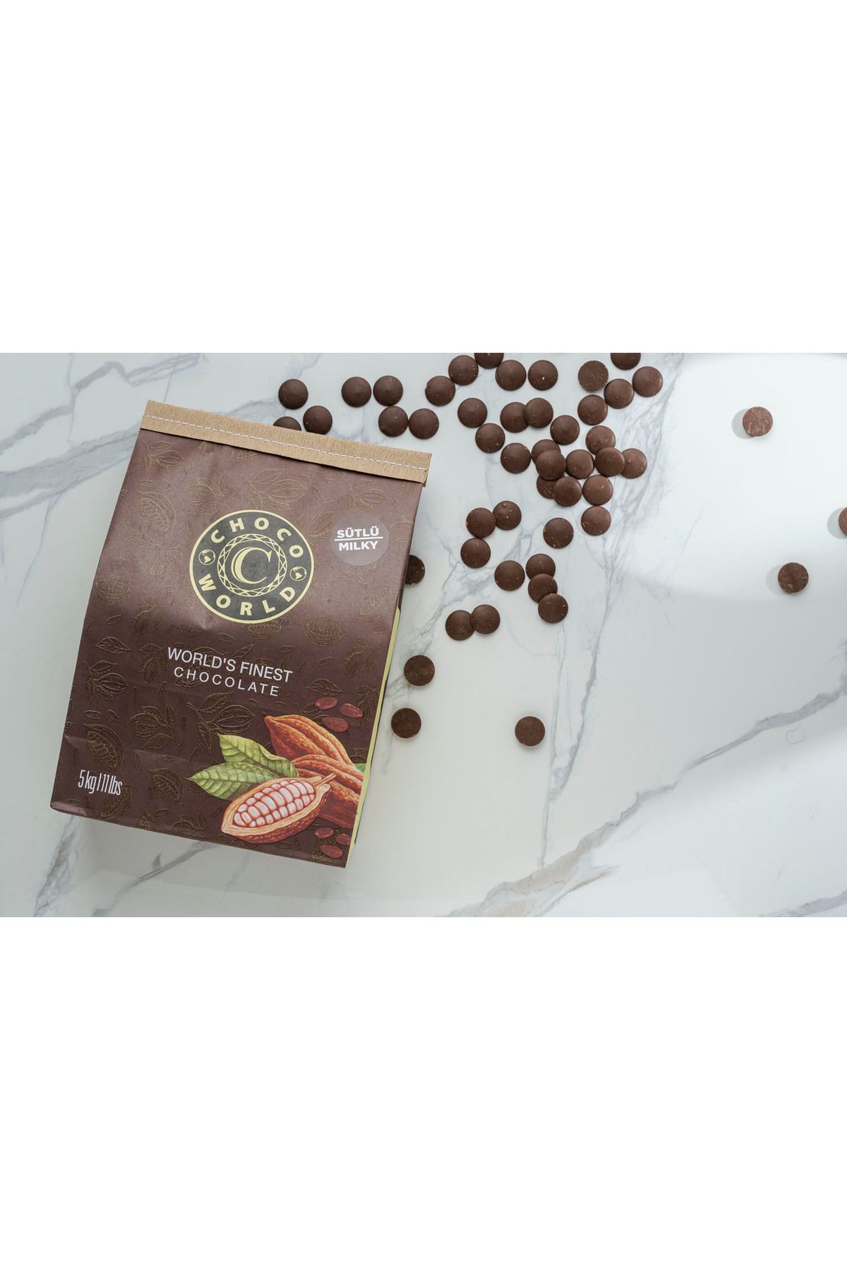 Chocoworld Sütlü Kuvertür Pul Çikolata (5kg)
