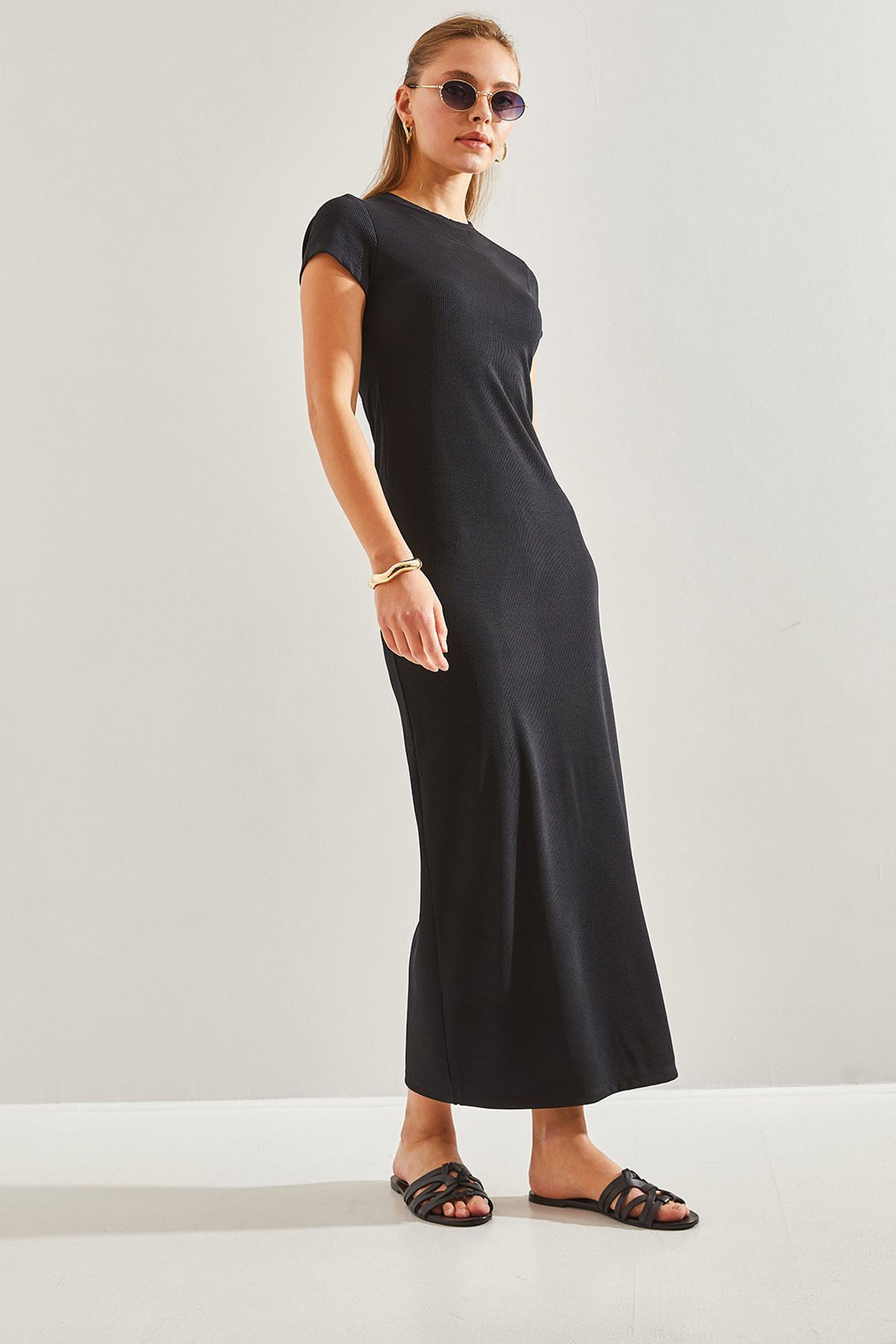 Bianco Lucci-Women's Basic Short Sleeve Dress 3