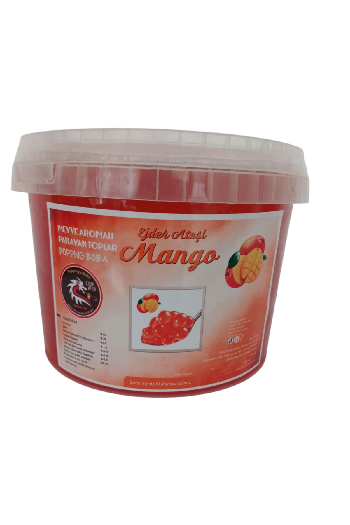 Mango Aromalı Bubble Tea incileri 3.4 KG.Popping Boba