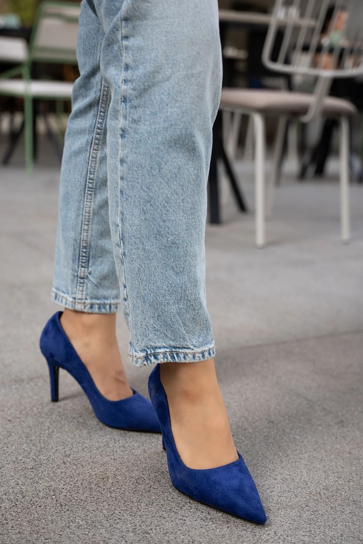 Blue suede stilettos clearance