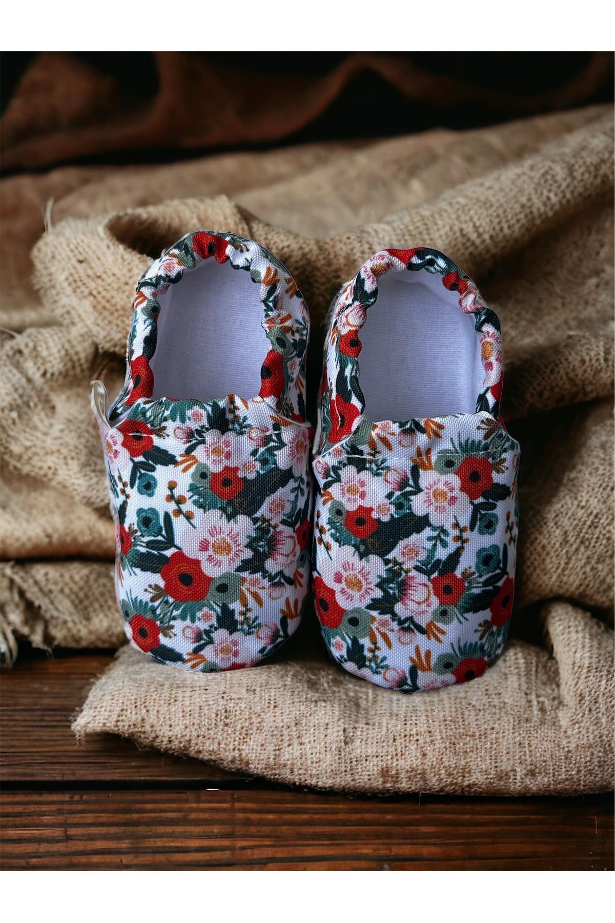 Kokopatik-,Non-Slip Sole,Organic Cotton Home Nursery Booties April Flowers Organic Cotton Nursery-Home Booties 1