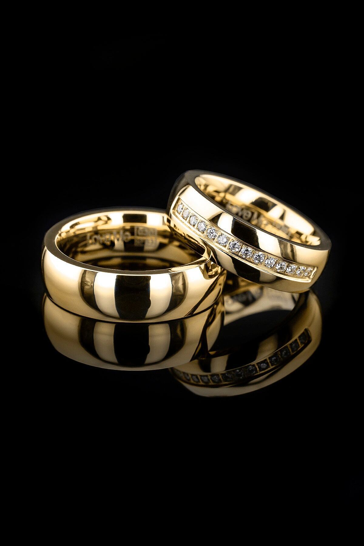 Love Me Marke 8mm 1. Hochwertiger, goldfarbener, anlauffarbener Ehering aus Edelstahl Lm-030g - 