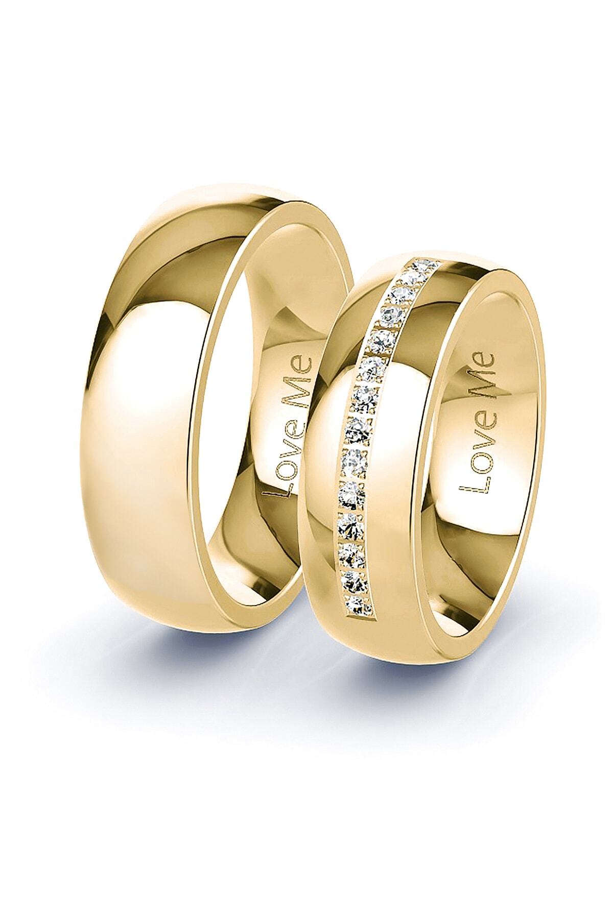 Love Me Marke 8mm 1. Hochwertiger, goldfarbener, anlauffarbener Ehering aus Edelstahl Lm-030g - Kaya The Third