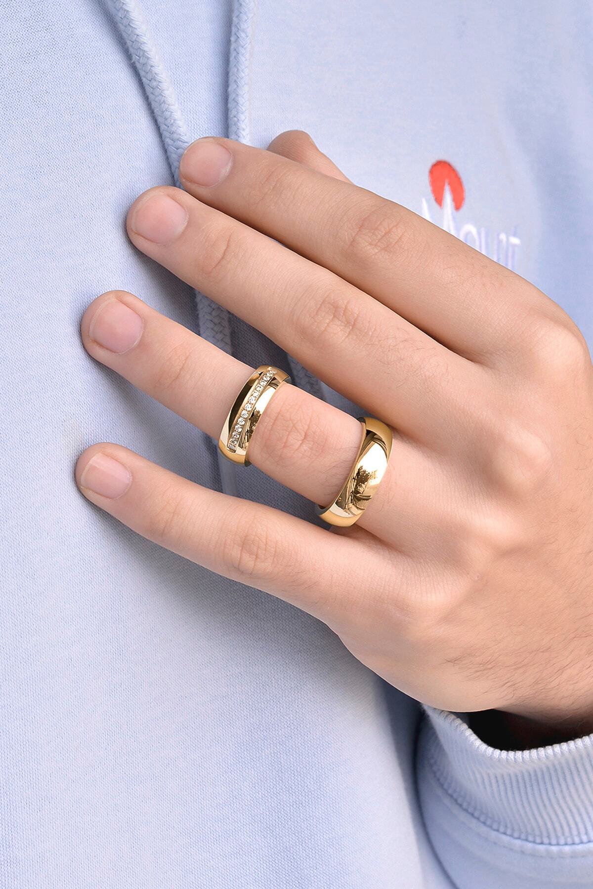 Love Me Marke 8mm 1. Hochwertiger, goldfarbener, anlauffarbener Ehering aus Edelstahl Lm-030g - 