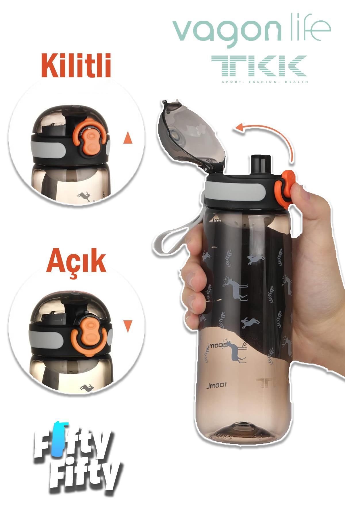 قمقمه کمپ بنفش TKK 550 میل نوشیدنی راحت بدون پیپ بند حمل و نقل BPA Tritan Cat FFTKK1005 550ml Vagonlife