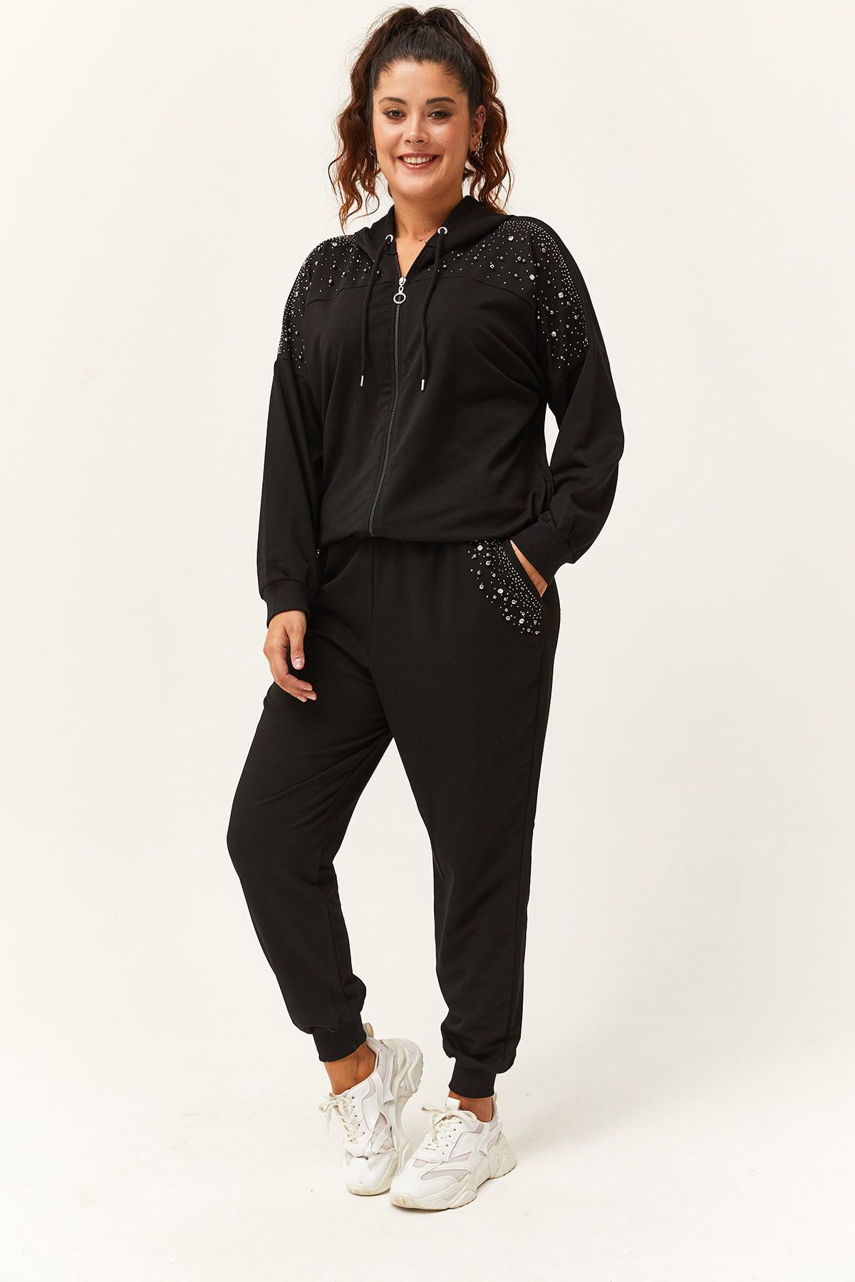 Plus size discount black tracksuit