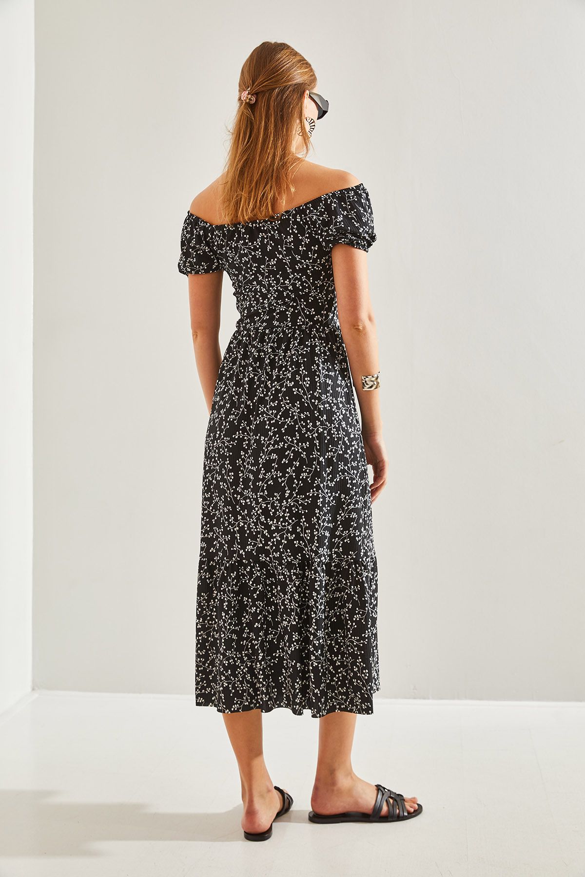 Bianco Lucci-Women's Madonna Collar Floral Pattern Dress 6