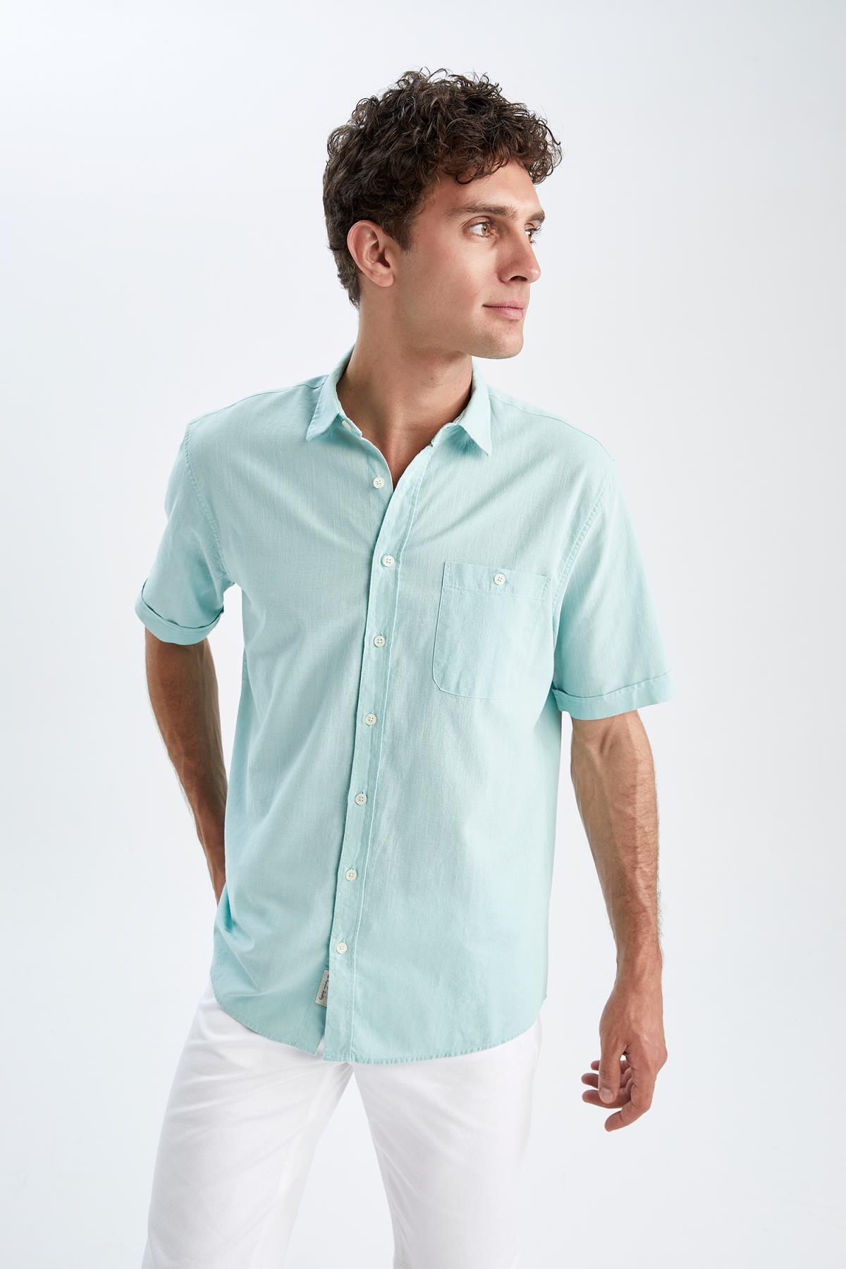 پیراهن مردانه فیروزه دفکتو | M9432AZ22SP اورجینال - تصویر 5