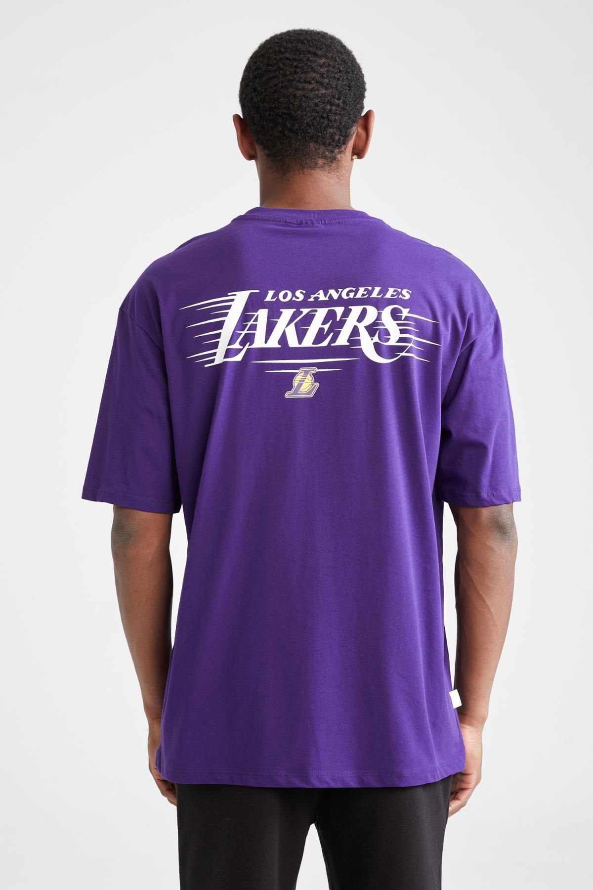 DeFacto-Passgenaues Nba Los Angeles Lakers Oversize-Fit-T-Shirt mit Rundhalsausschnitt 6