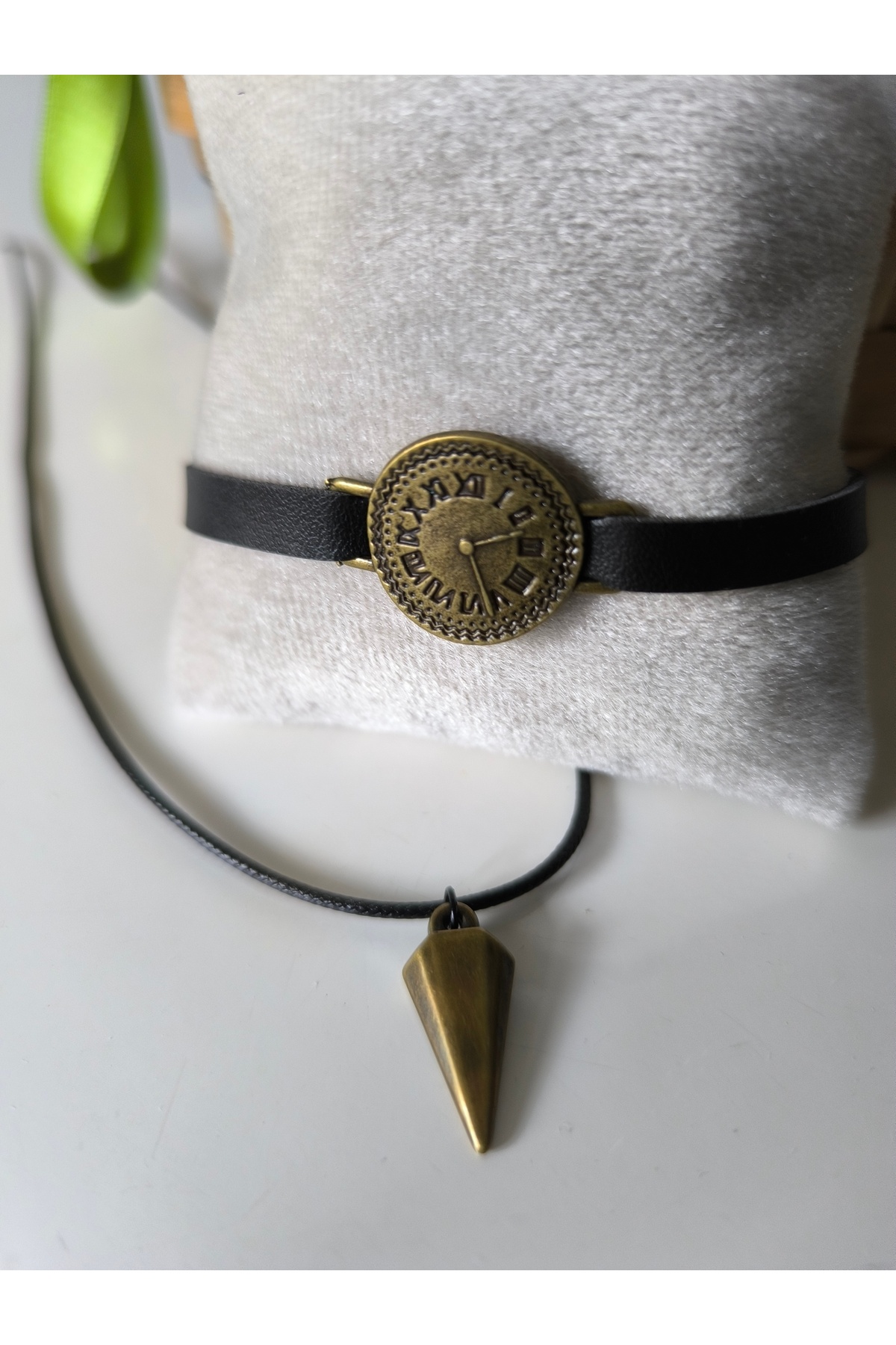 Watch Leather Bracelet & Triangle Necklace