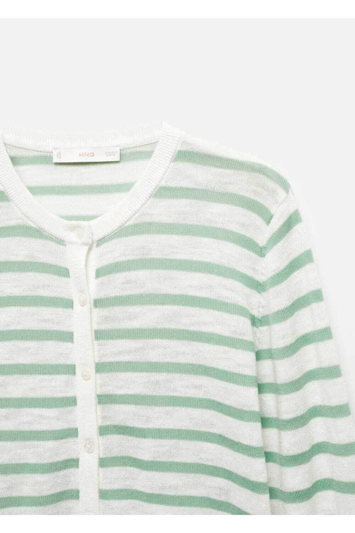 بافت و پلیور زنانه سفید منگوMANGO | 67010375 اورجینال - تصویر 5