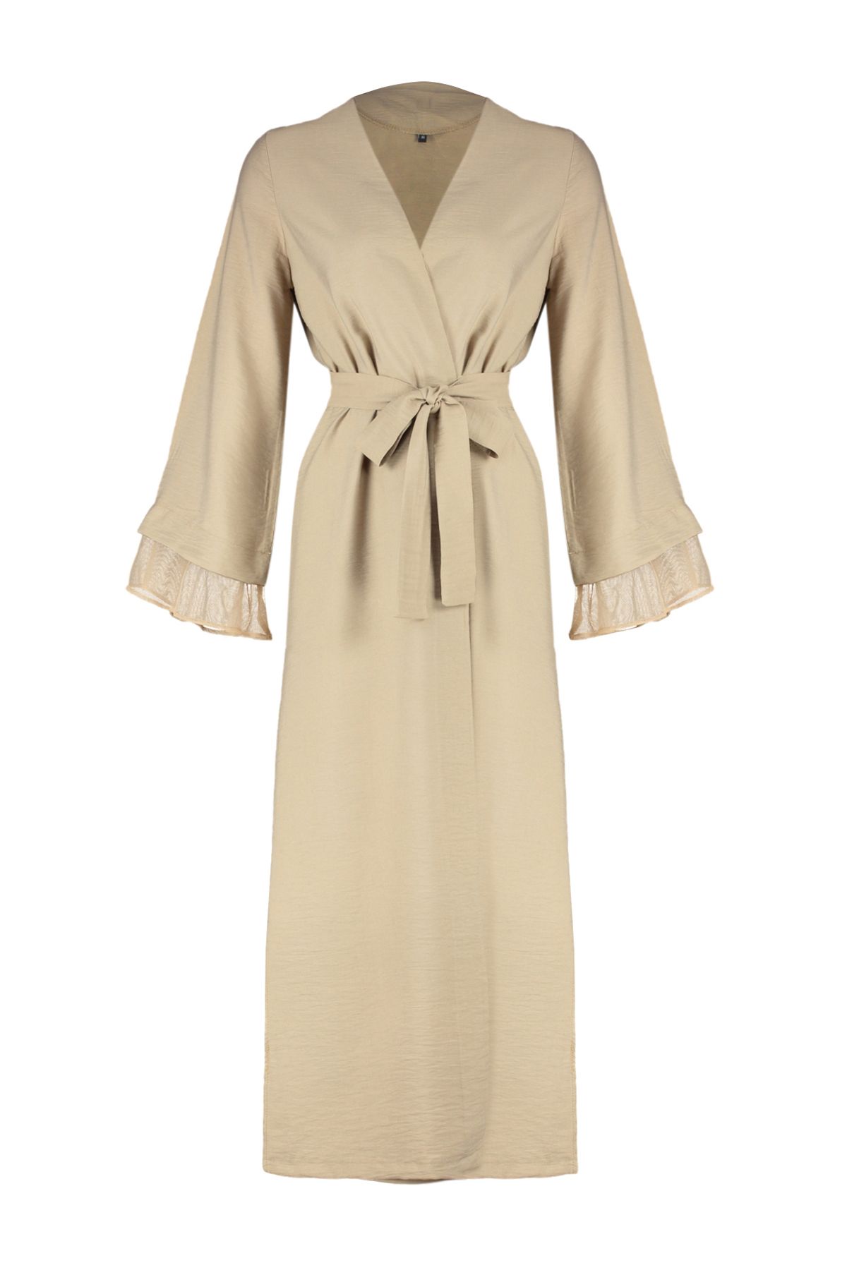 Trendyol Modest-Gewebte Kappe mit Gürtel und Tülldetail in Nerzfarbe, Ferace und Abaya TCTSS24KF00010 7