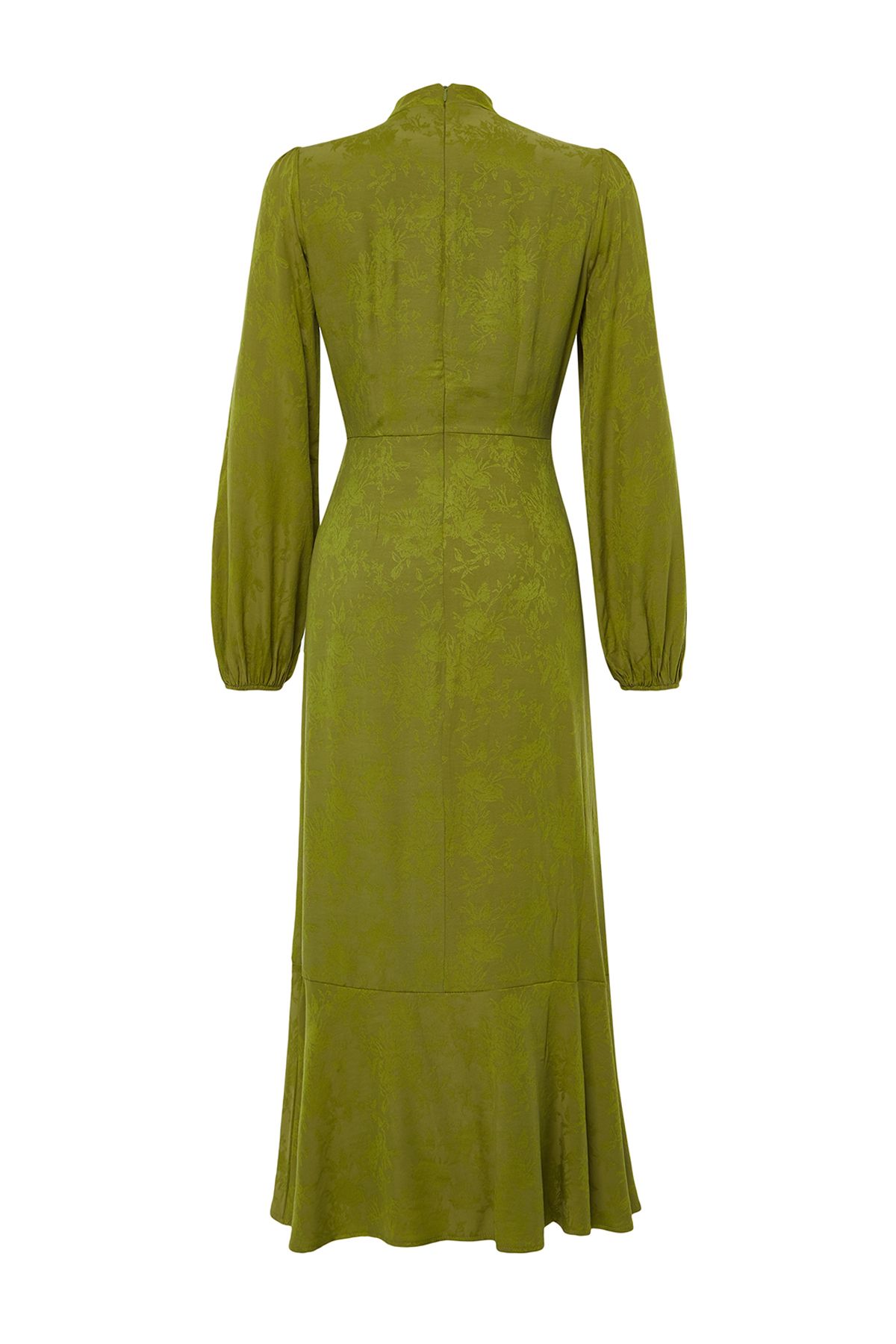 Trendyol Modest-Khakifarbenes Jacquard-Kleid mit Blumenmuster TCTSS24EB00064 8