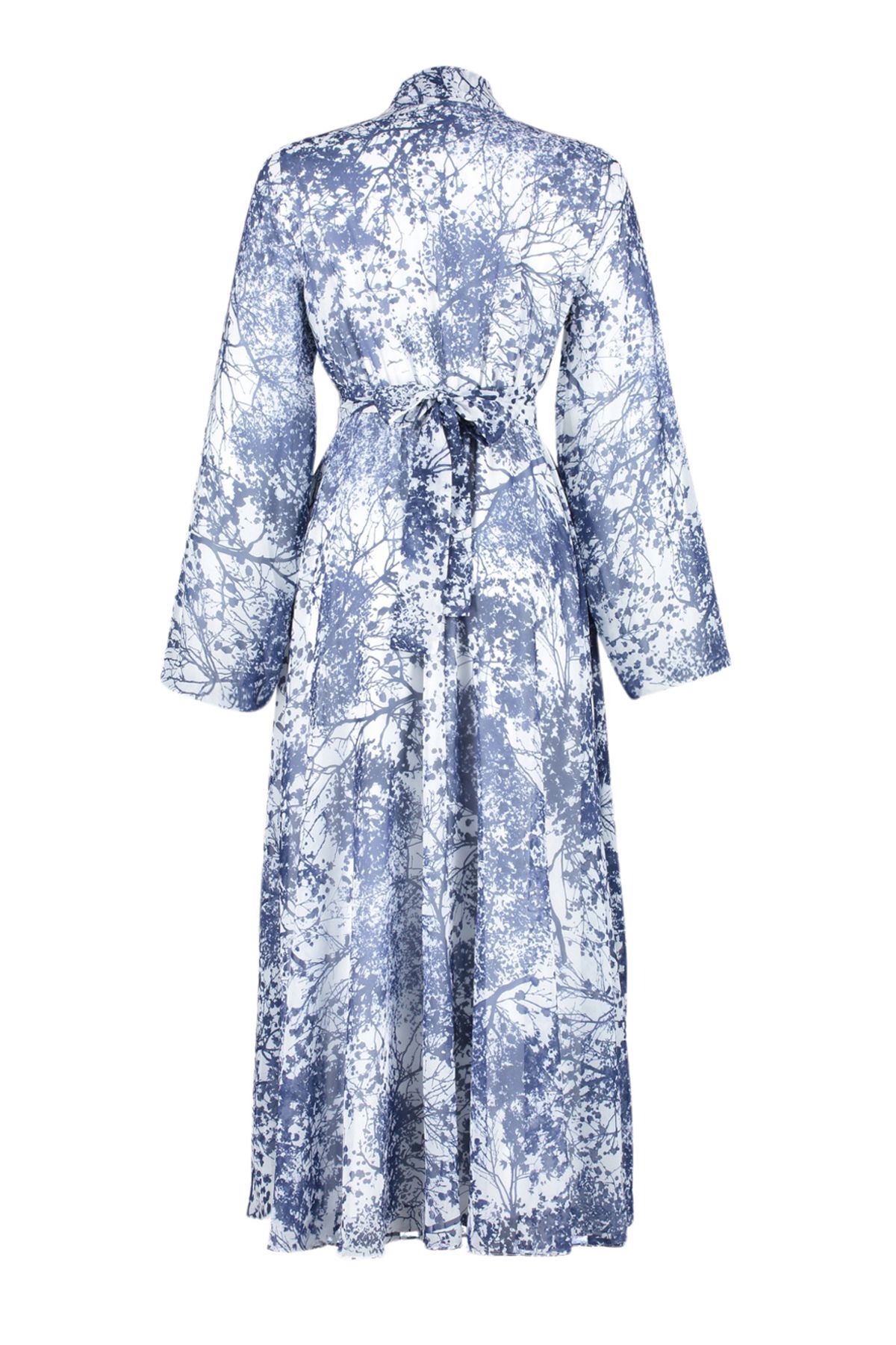 Trendyol Modest-Blaues, langes Abendkleid aus Chiffon mit Blumenmuster und Futter TCTSS24EB00040 8