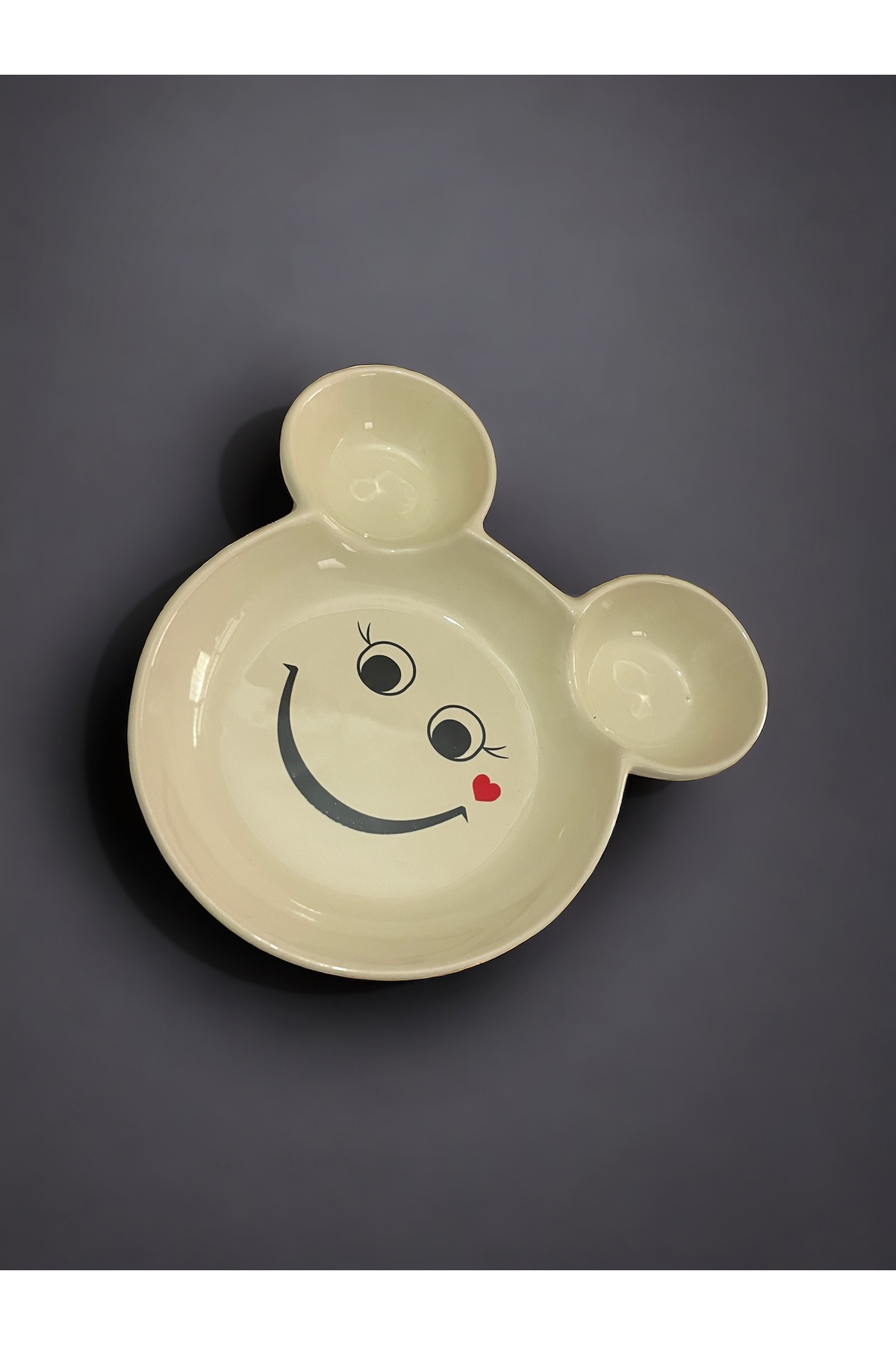 Artistic Quality Eğlenceli Çocuk Gülen Yüz Emojili Mama, Yemek, Kahvaltı Ve Pasta Tabağı 1 Adet Krem fotoğrafı 5 (önizleme)