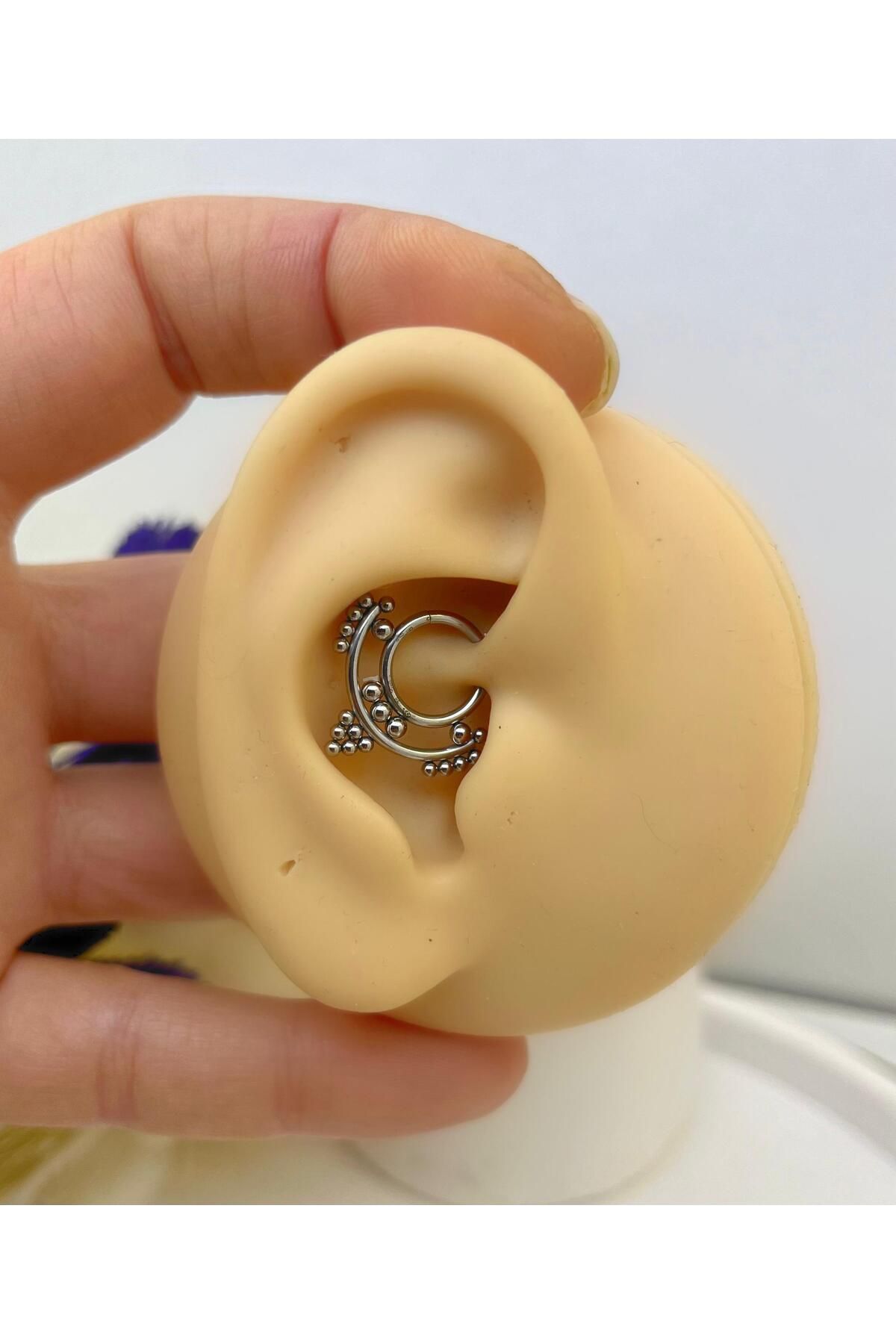 CERRAHİ ÇELİK DAİTH SEPTUM NİPPLE UYUMLU 1 ADET MENTEŞELİ HALKA PİERCİNG