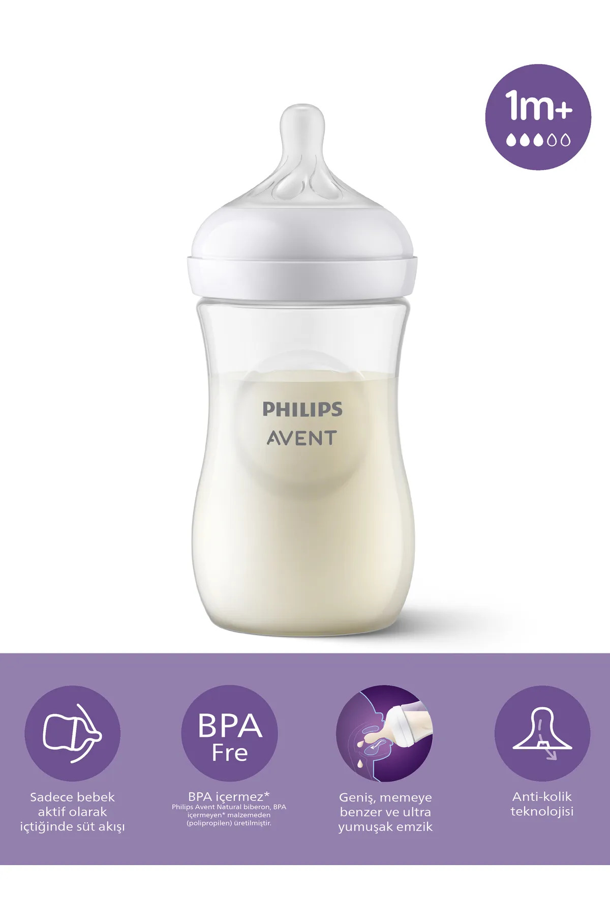 Philips Avent Natural Response Doğal Tepkili Pp Biberon, 260ml + Natural Response Eğitici Alıştırma Bardağı 150ml fotoğrafı 3 (önizleme)