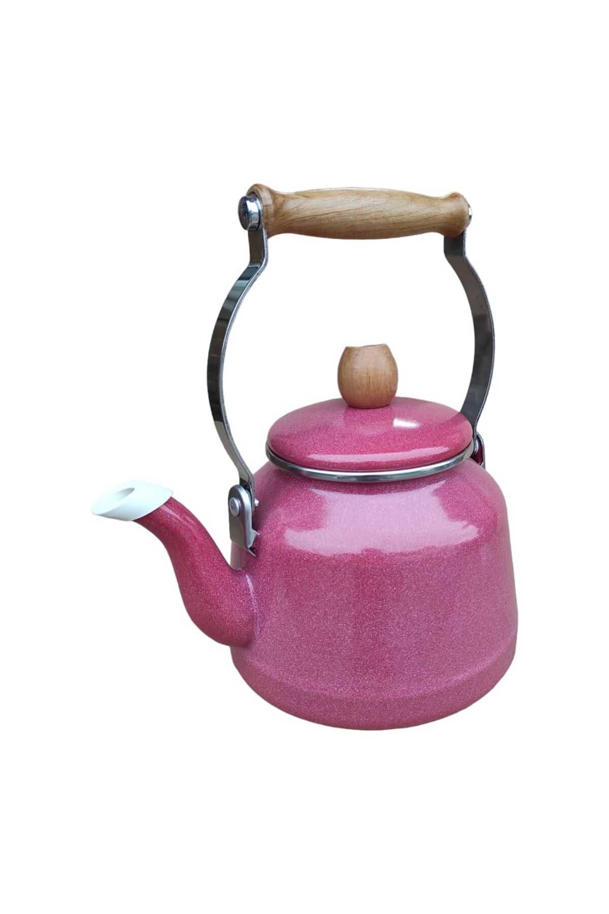 Emaye Vintage Demlik Üstten Saplı Pembe 2,5 Litre Çaydanlık