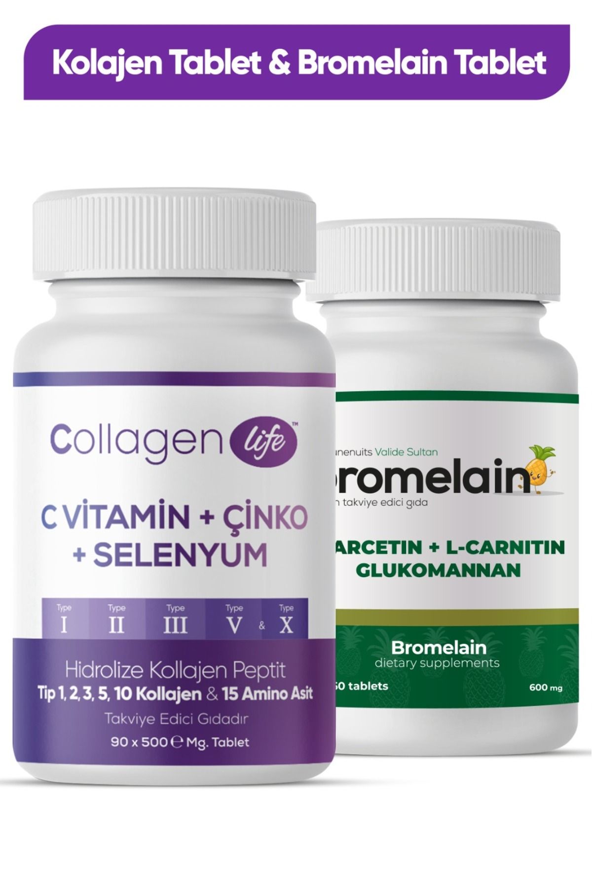 Collagen Life 5 Tip Kolajen & Bromelain Tablet Seti FS1