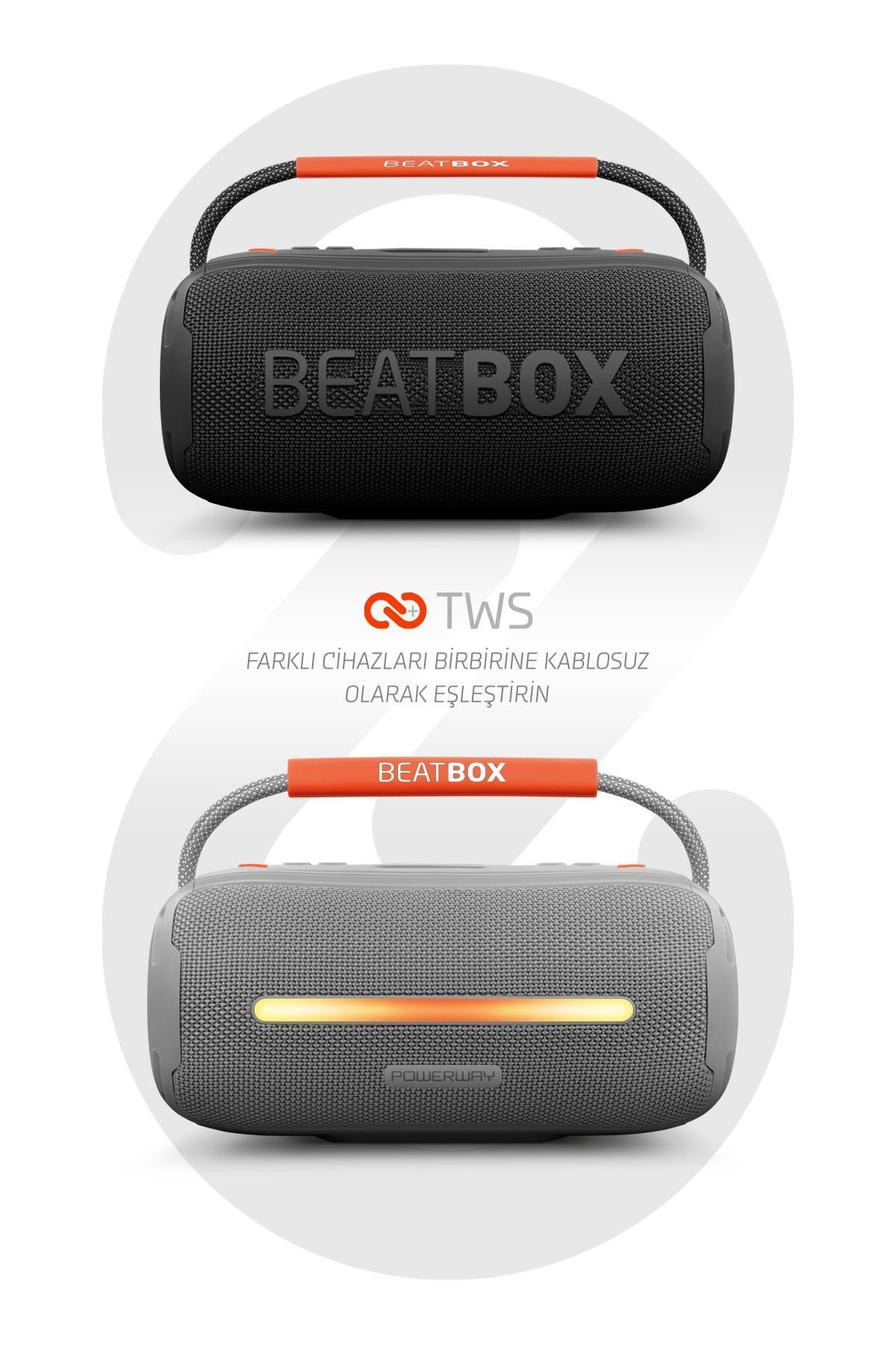 Beatbox Siyah Led Işıklı Dayanıklı Ses Bombası Usb Sd Aux Fm Radyo Bluetooth Hoparlör