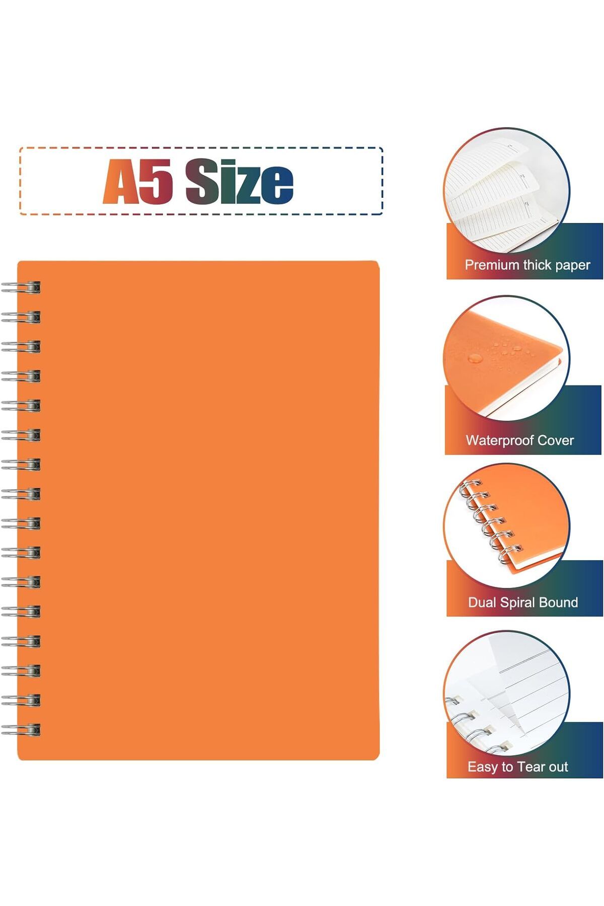 Janissary-A5 8 PCS 60 Sheets School Notebook PP Cover Spiral Notebook A4 (4 LINE + 4 CHECK) 2